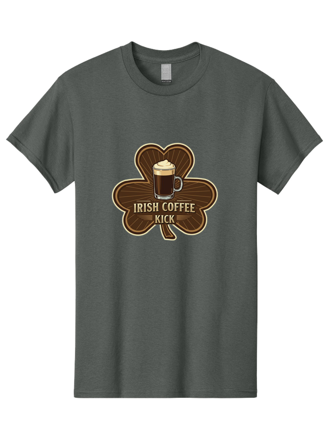 Irish-Coffee-Kick Men'S Graphic Tee, 100% Cotton, Comfortable Casual Summer Wear, Machine Washable, Irish Coffee, Coffee Kick, Coffee With Whipped Cream, Brown Cloverleaf, Energizing Beverage, Irish Heritage, Coffee Culture, Warm Drink, Bad220 7