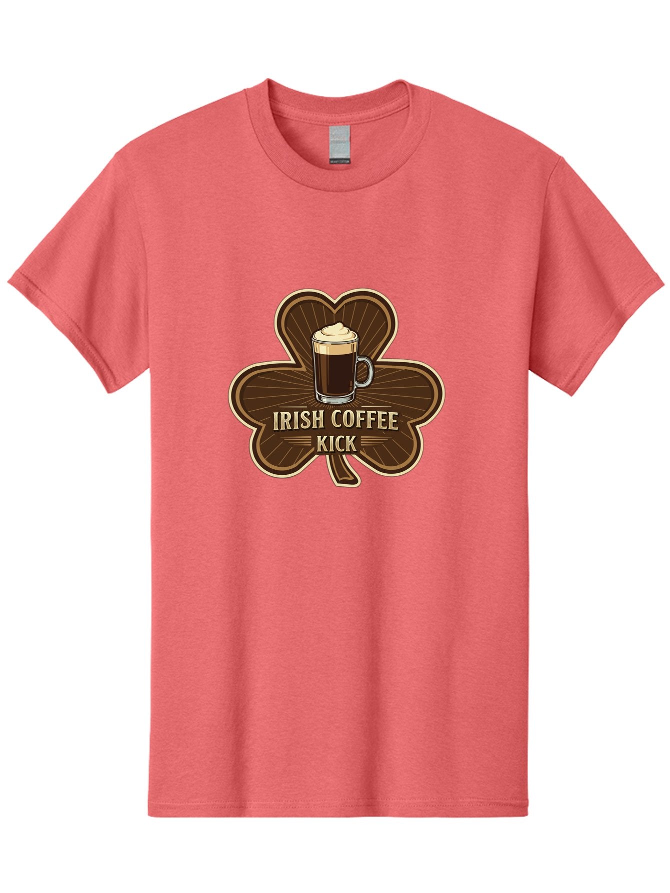 Irish-Coffee-Kick Men'S Graphic Tee, 100% Cotton, Comfortable Casual Summer Wear, Machine Washable, Irish Coffee, Coffee Kick, Coffee With Whipped Cream, Brown Cloverleaf, Energizing Beverage, Irish Heritage, Coffee Culture, Warm Drink, Bad220 7