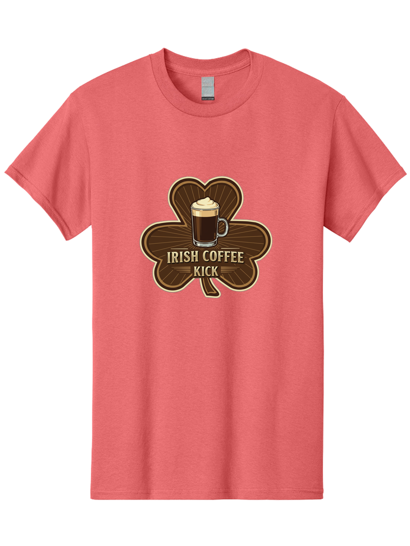 Irish-Coffee-Kick Men'S Graphic Tee, 100% Cotton, Comfortable Casual Summer Wear, Machine Washable, Irish Coffee, Coffee Kick, Coffee With Whipped Cream, Brown Cloverleaf, Energizing Beverage, Irish Heritage, Coffee Culture, Warm Drink, Bad220 13