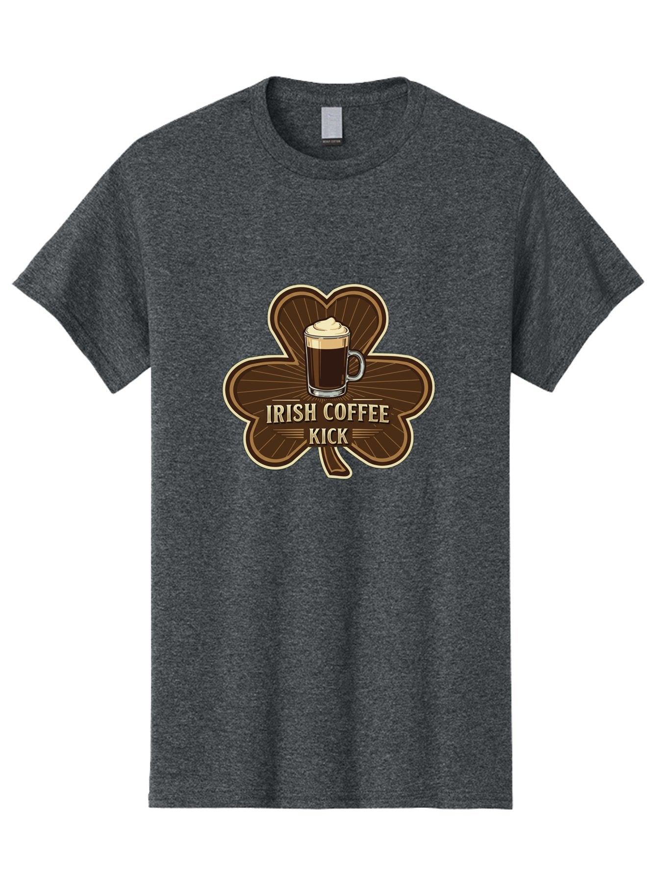 Irish-Coffee-Kick Men'S Graphic Tee, 100% Cotton, Comfortable Casual Summer Wear, Machine Washable, Irish Coffee, Coffee Kick, Coffee With Whipped Cream, Brown Cloverleaf, Energizing Beverage, Irish Heritage, Coffee Culture, Warm Drink, Bad220 11