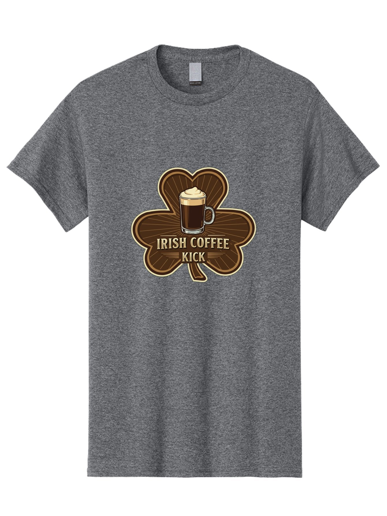 Irish-Coffee-Kick Men'S Graphic Tee, 100% Cotton, Comfortable Casual Summer Wear, Machine Washable, Irish Coffee, Coffee Kick, Coffee With Whipped Cream, Brown Cloverleaf, Energizing Beverage, Irish Heritage, Coffee Culture, Warm Drink, Bad220 12