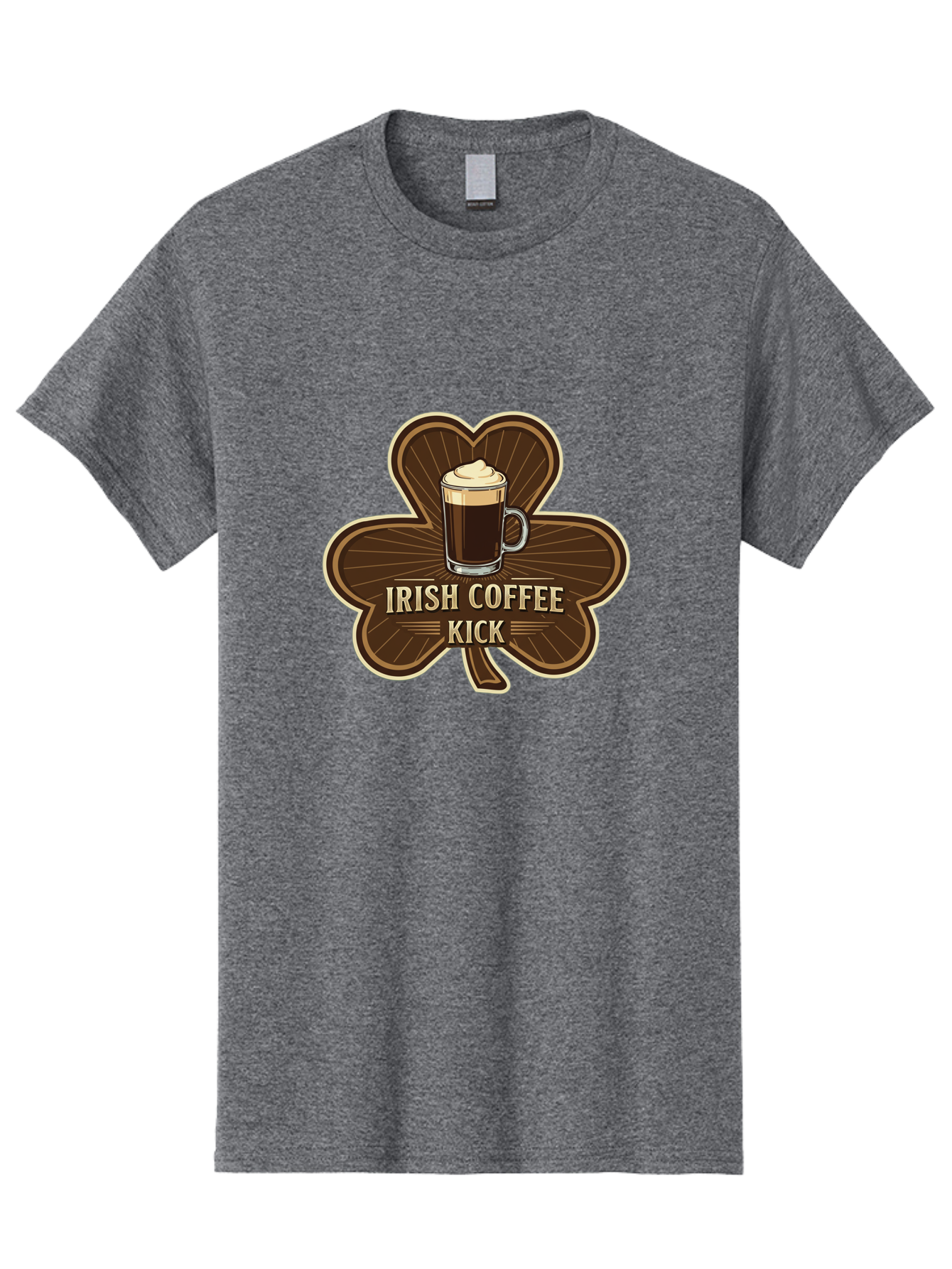 Irish-Coffee-Kick Men'S Graphic Tee, 100% Cotton, Comfortable Casual Summer Wear, Machine Washable, Irish Coffee, Coffee Kick, Coffee With Whipped Cream, Brown Cloverleaf, Energizing Beverage, Irish Heritage, Coffee Culture, Warm Drink, Bad220 3