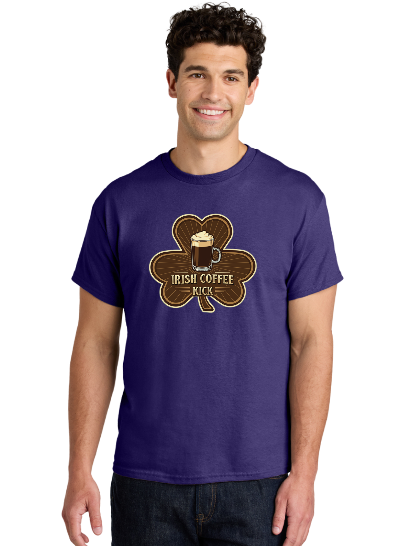 Irish-Coffee-Kick Men'S Graphic Tee, 100% Cotton, Comfortable Casual Summer Wear, Machine Washable, Irish Coffee, Coffee Kick, Coffee With Whipped Cream, Brown Cloverleaf, Energizing Beverage, Irish Heritage, Coffee Culture, Warm Drink, Bad220 16