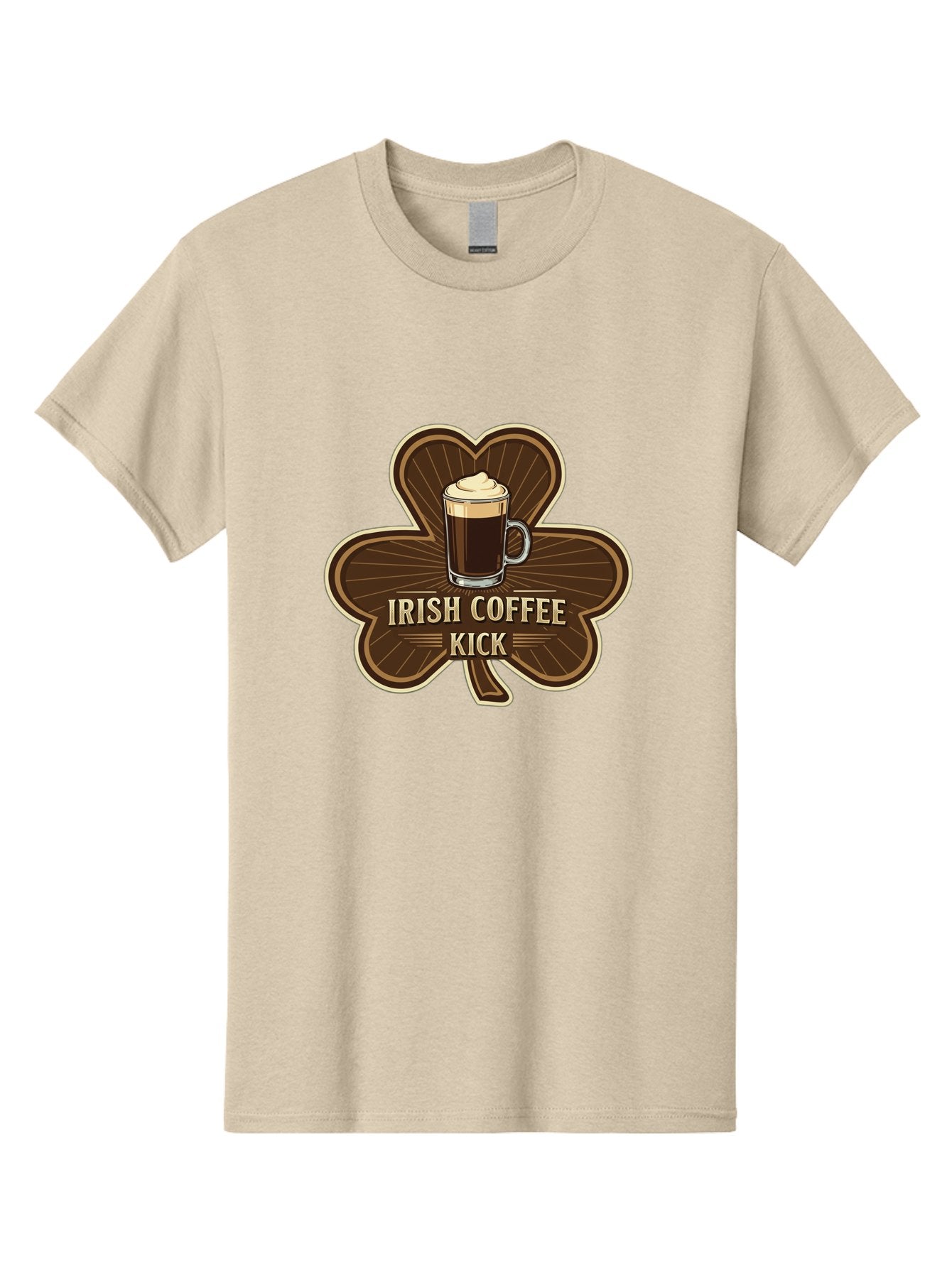 Irish-Coffee-Kick Men'S Graphic Tee, 100% Cotton, Comfortable Casual Summer Wear, Machine Washable, Irish Coffee, Coffee Kick, Coffee With Whipped Cream, Brown Cloverleaf, Energizing Beverage, Irish Heritage, Coffee Culture, Warm Drink, Bad220 13
