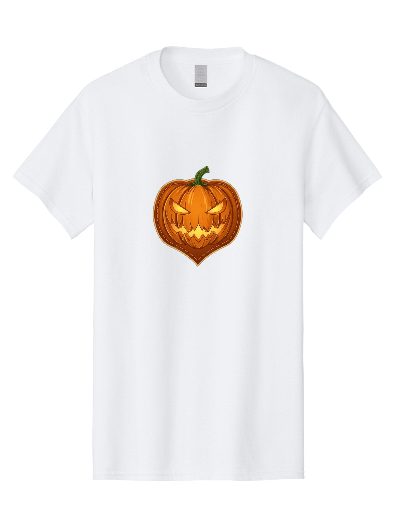 Jack-O-Lantern-1 Men'S Graphic Tee, 100% Cotton, Comfortable Casual Summer Wear, Machine Washable, Halloween Pumpkin, Jack O' Lantern, Spooky Face, Creepy Eyes, Stitched Pumpkin, Orange Pumpkin, Fall Decorations, Autumn Season, Cartoon Style, Bad221