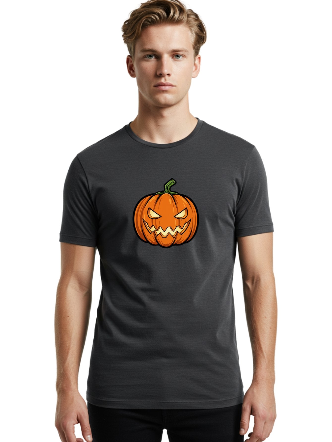 Jack-O-Lantern-5 Men'S Graphic Tee, 100% Cotton, Comfortable Casual Summer Wear, Machine Washable, Cartoon Pumpkin, Halloween Decorations, Spooky Face, Orange Pumpkin, Scary Eyes, Autumn Symbols, Jack O' Lantern, Halloween Theme, Festive Gourd Bad225 30