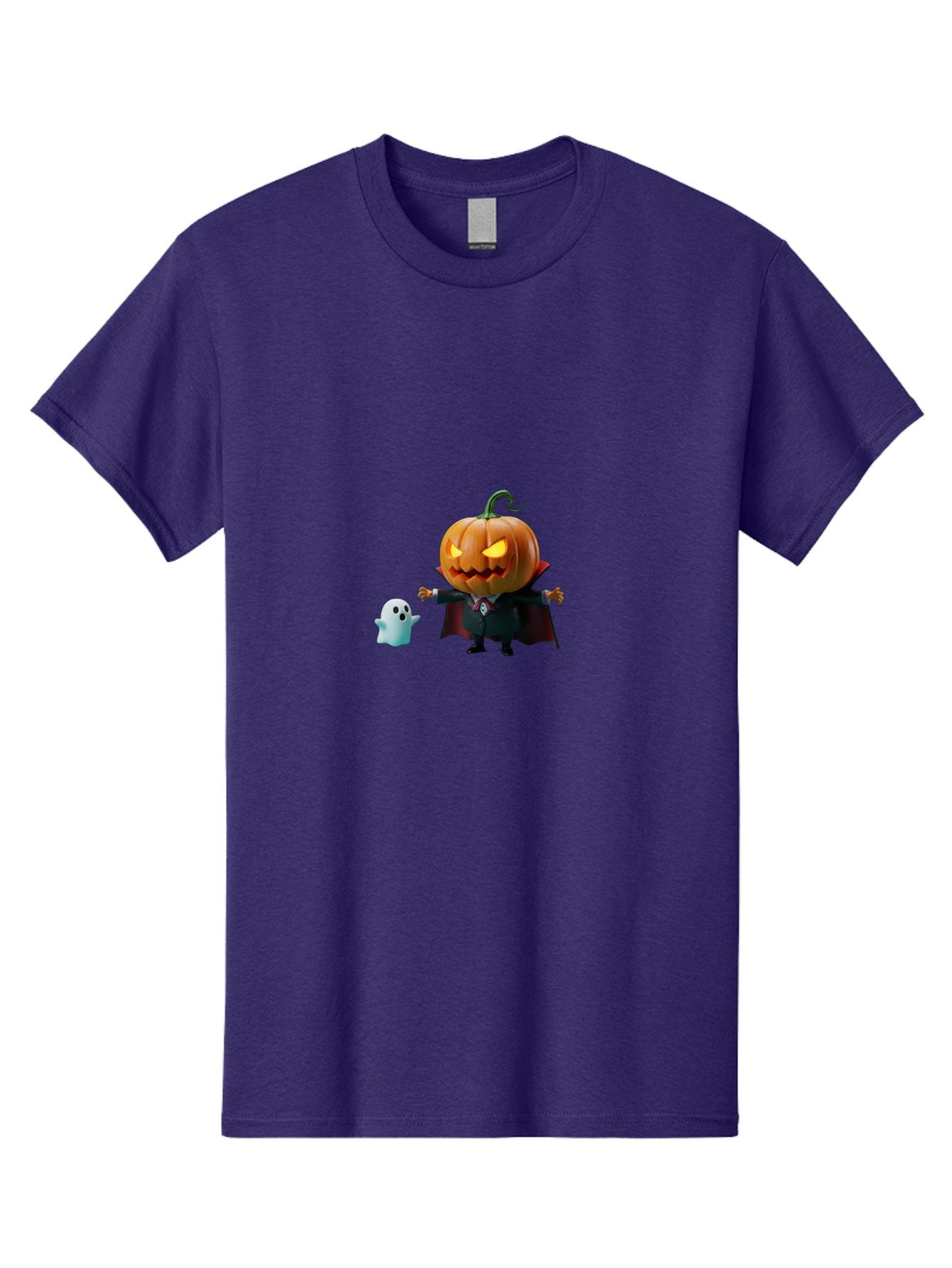 Jack-O-Lantern-Character Men'S Graphic Tee, 100% Cotton, Comfortable Casual Summer Wear, Machine Washable, Pumpkin Head, Vampire Costume, Ghostly Figure, Halloween Character, Spooky Atmosphere, Autumn Decorations, Festive Spirit, Bad226 4