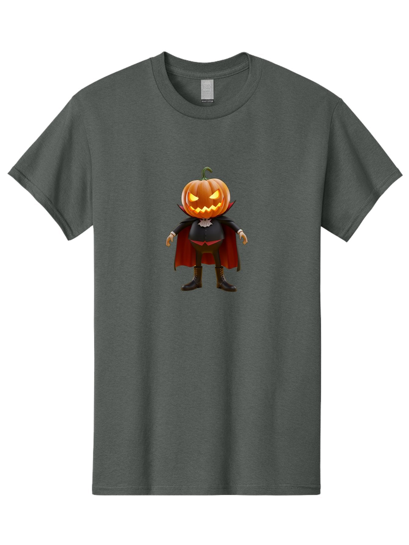 Jack-O-Lantern-Vampire Men'S Graphic Tee, 100% Cotton, Comfortable Casual Summer Wear, Machine Washable, Vampire Pumpkin, Jack-O-Lantern Head, Halloween Character, Spooky Figure, Red Cape, Black Suit, White Ruffle, Eerie Glow, Glowing Eyes, Bad228 7