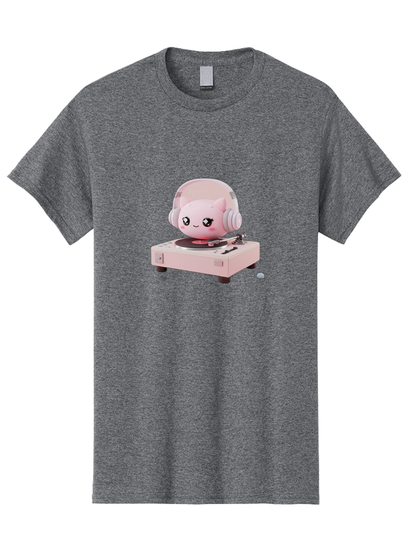 Jigglypuff-Listening-Music Men'S Graphic Tee, 100% Cotton, Comfortable Casual Summer Wear, Machine Washable, Jigglypuff Listening To Music, Pink Record Player, Pastel Colors, Cartoon Character, Retro Gaming, Nostalgic Vibes, Cute Illustration, Bad231 11