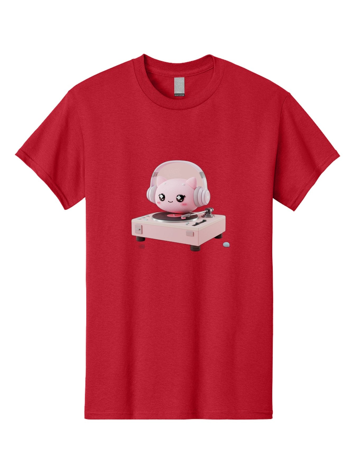 Jigglypuff-Listening-Music Men'S Graphic Tee, 100% Cotton, Comfortable Casual Summer Wear, Machine Washable, Jigglypuff Listening To Music, Pink Record Player, Pastel Colors, Cartoon Character, Retro Gaming, Nostalgic Vibes, Cute Illustration, Bad231 8