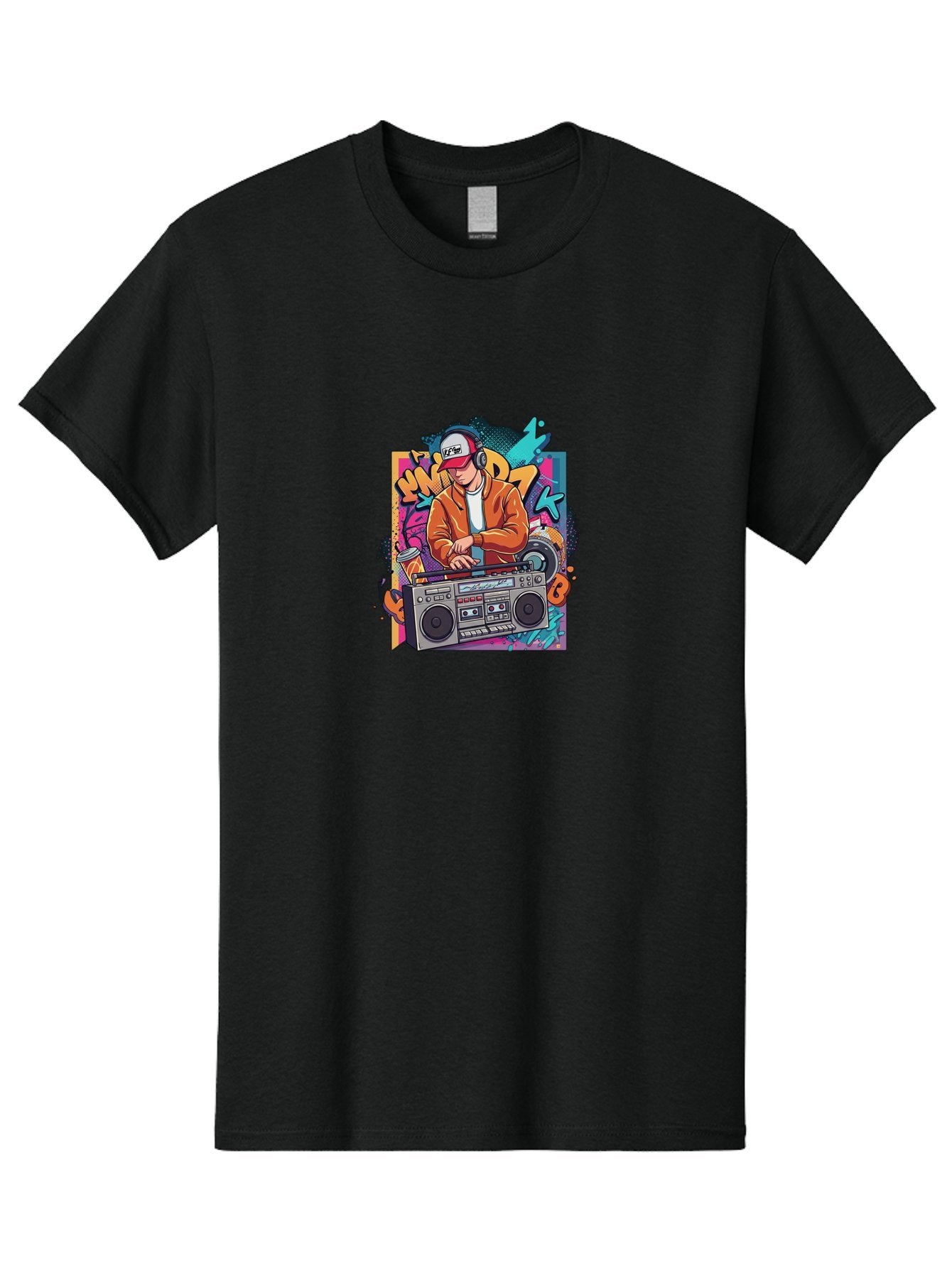 Junk-D-K Men'S Graphic Tee, 100% Cotton, Comfortable Casual Summer Wear, Machine Washable, Dj Spinning Tracks, Retro Boombox, Graffiti Art, Street Culture, Hip Hop Vibes, Urban Music, Vintage Style, Cool Headphones Bad234 3