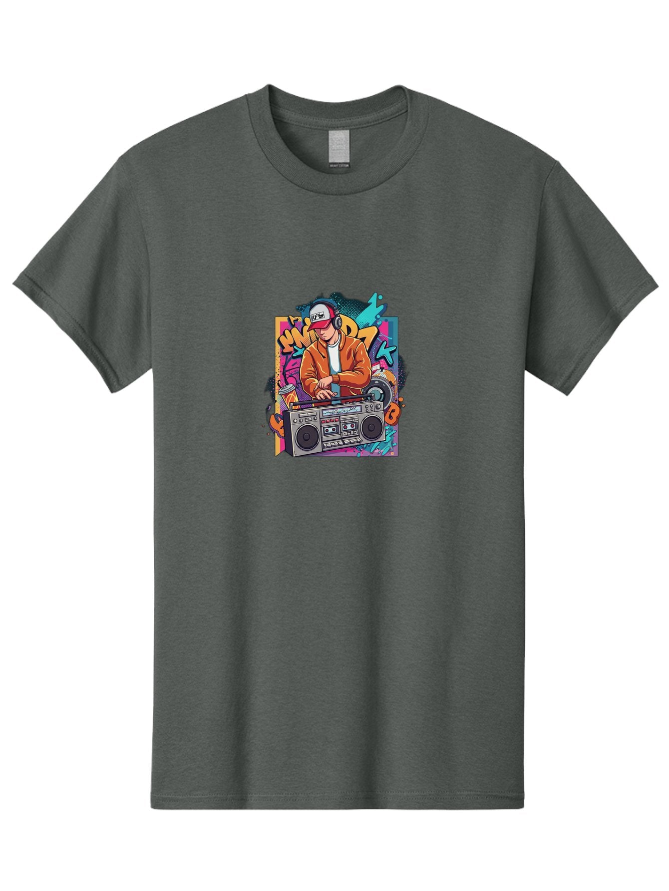 Junk-D-K Men'S Graphic Tee, 100% Cotton, Comfortable Casual Summer Wear, Machine Washable, Dj Spinning Tracks, Retro Boombox, Graffiti Art, Street Culture, Hip Hop Vibes, Urban Music, Vintage Style, Cool Headphones Bad234 7