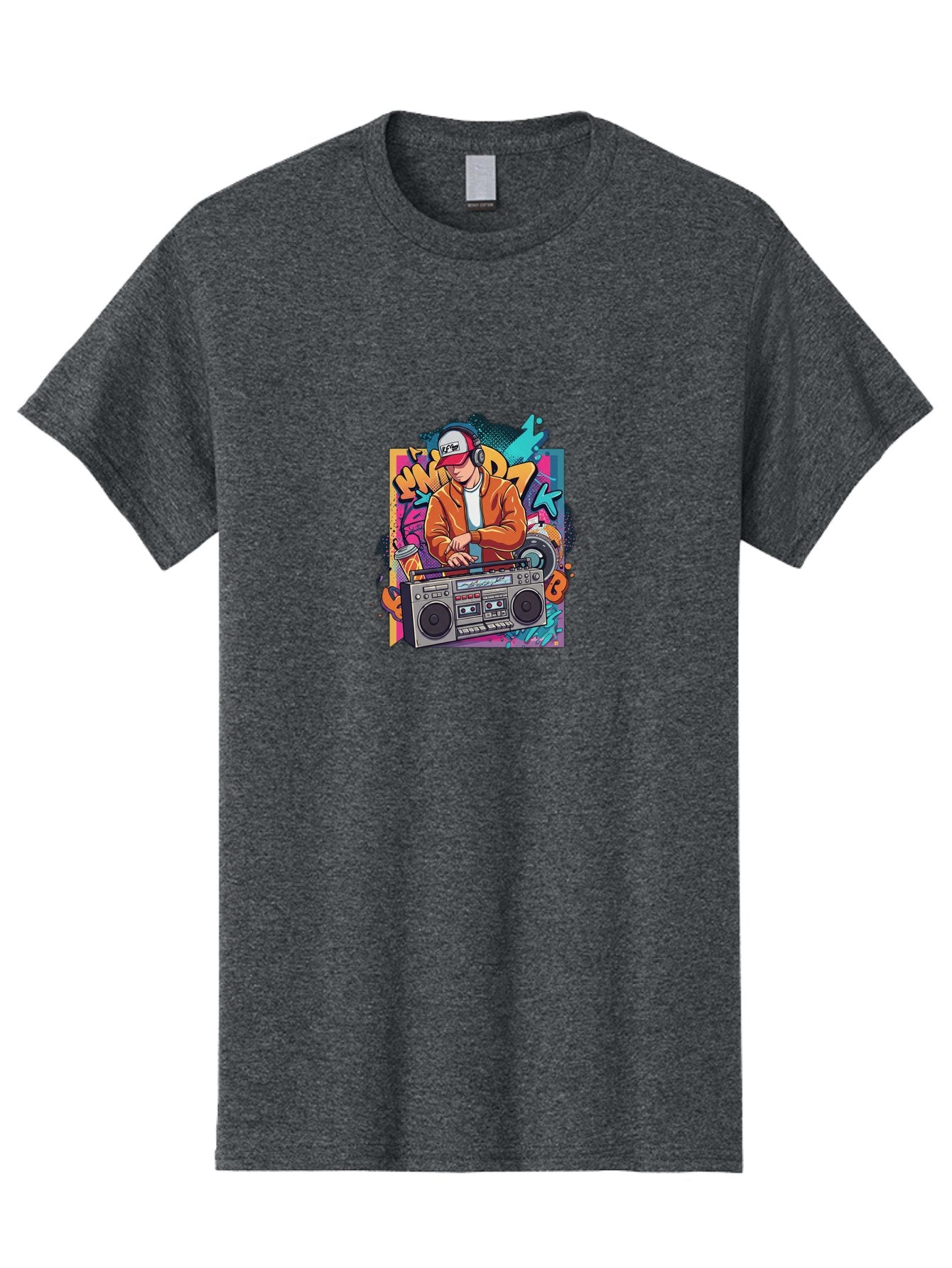 Junk-D-K Men'S Graphic Tee, 100% Cotton, Comfortable Casual Summer Wear, Machine Washable, Dj Spinning Tracks, Retro Boombox, Graffiti Art, Street Culture, Hip Hop Vibes, Urban Music, Vintage Style, Cool Headphones Bad234 6