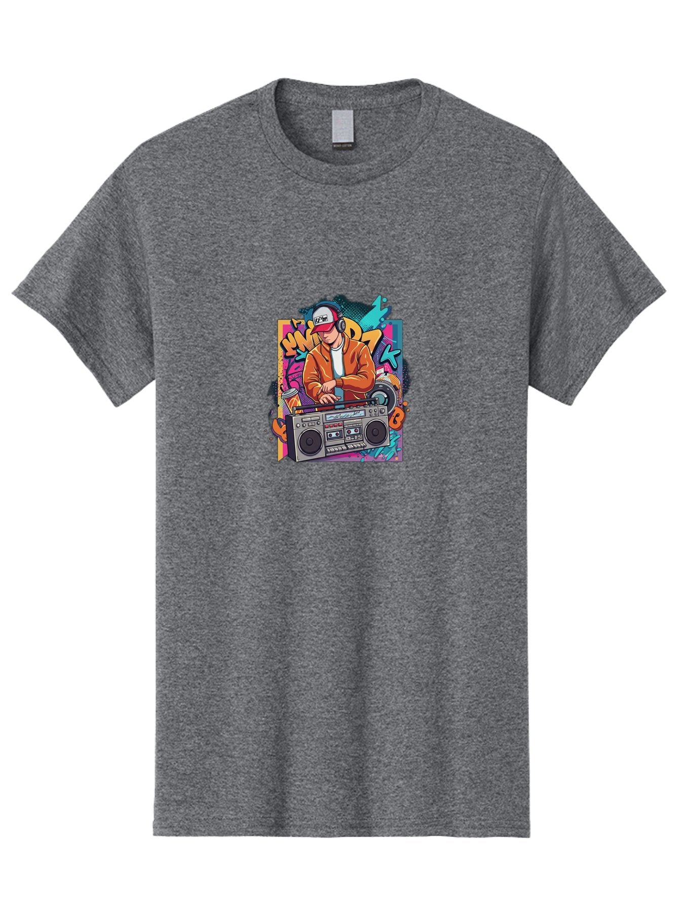 Junk-D-K Men'S Graphic Tee, 100% Cotton, Comfortable Casual Summer Wear, Machine Washable, Dj Spinning Tracks, Retro Boombox, Graffiti Art, Street Culture, Hip Hop Vibes, Urban Music, Vintage Style, Cool Headphones Bad234 8