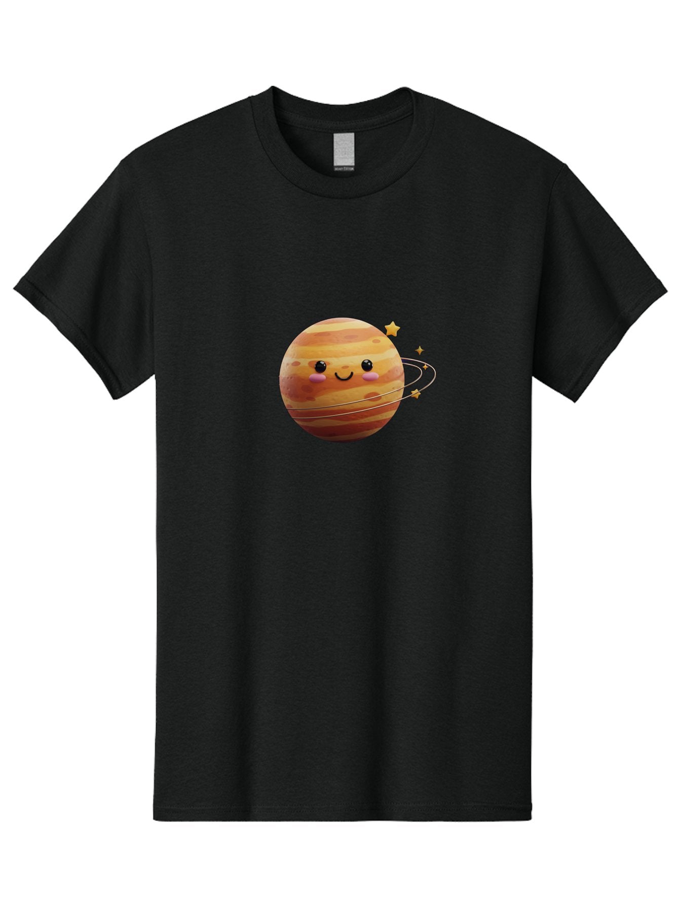 Jupiter-2 Men'S Graphic Tee, 100% Cotton, Comfortable Casual Summer Wear, Machine Washable, Cartoon Jupiter, Smiling Planet, Kawaii Illustration, Adorable Design, Space Theme, Celestial Body, Stars And Rings, Whimsical Art, Fantasy Scene Bad236 15