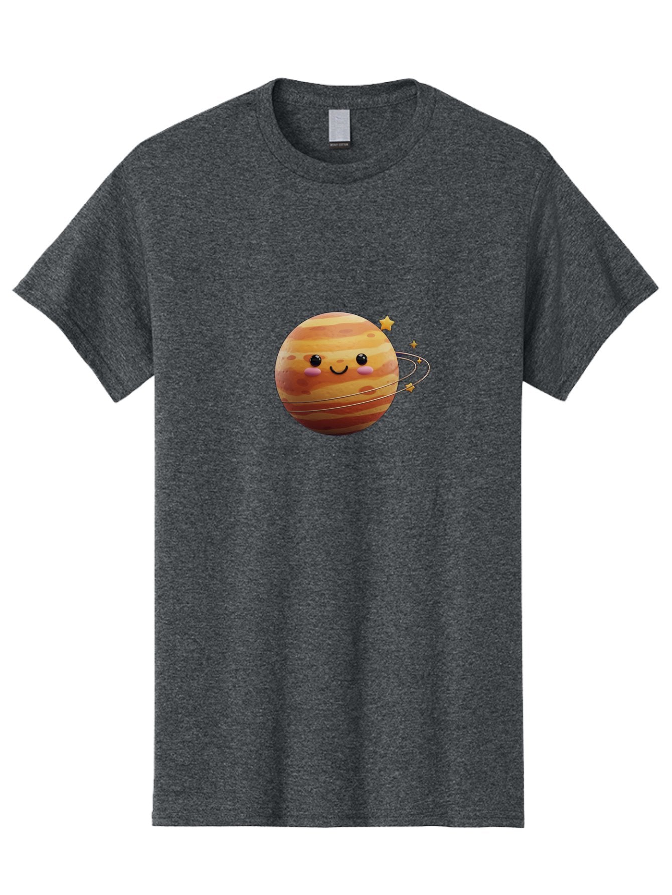 Jupiter-2 Men'S Graphic Tee, 100% Cotton, Comfortable Casual Summer Wear, Machine Washable, Cartoon Jupiter, Smiling Planet, Kawaii Illustration, Adorable Design, Space Theme, Celestial Body, Stars And Rings, Whimsical Art, Fantasy Scene Bad236 6