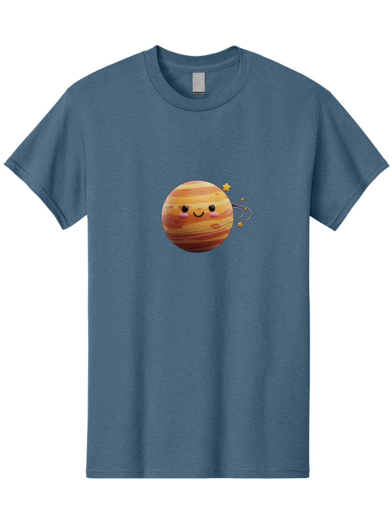 Jupiter-2 Men'S Graphic Tee, 100% Cotton, Comfortable Casual Summer Wear, Machine Washable, Cartoon Jupiter, Smiling Planet, Kawaii Illustration, Adorable Design, Space Theme, Celestial Body, Stars And Rings, Whimsical Art, Fantasy Scene Bad236 12