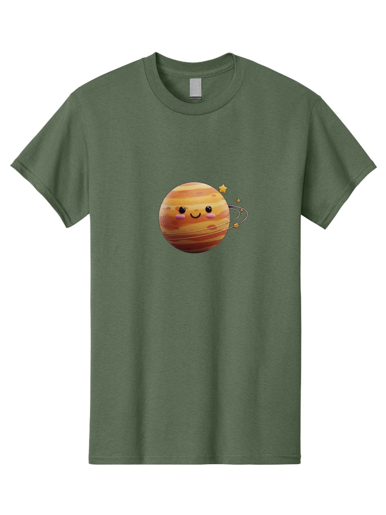 Jupiter-2 Men'S Graphic Tee, 100% Cotton, Comfortable Casual Summer Wear, Machine Washable, Cartoon Jupiter, Smiling Planet, Kawaii Illustration, Adorable Design, Space Theme, Celestial Body, Stars And Rings, Whimsical Art, Fantasy Scene Bad236 7