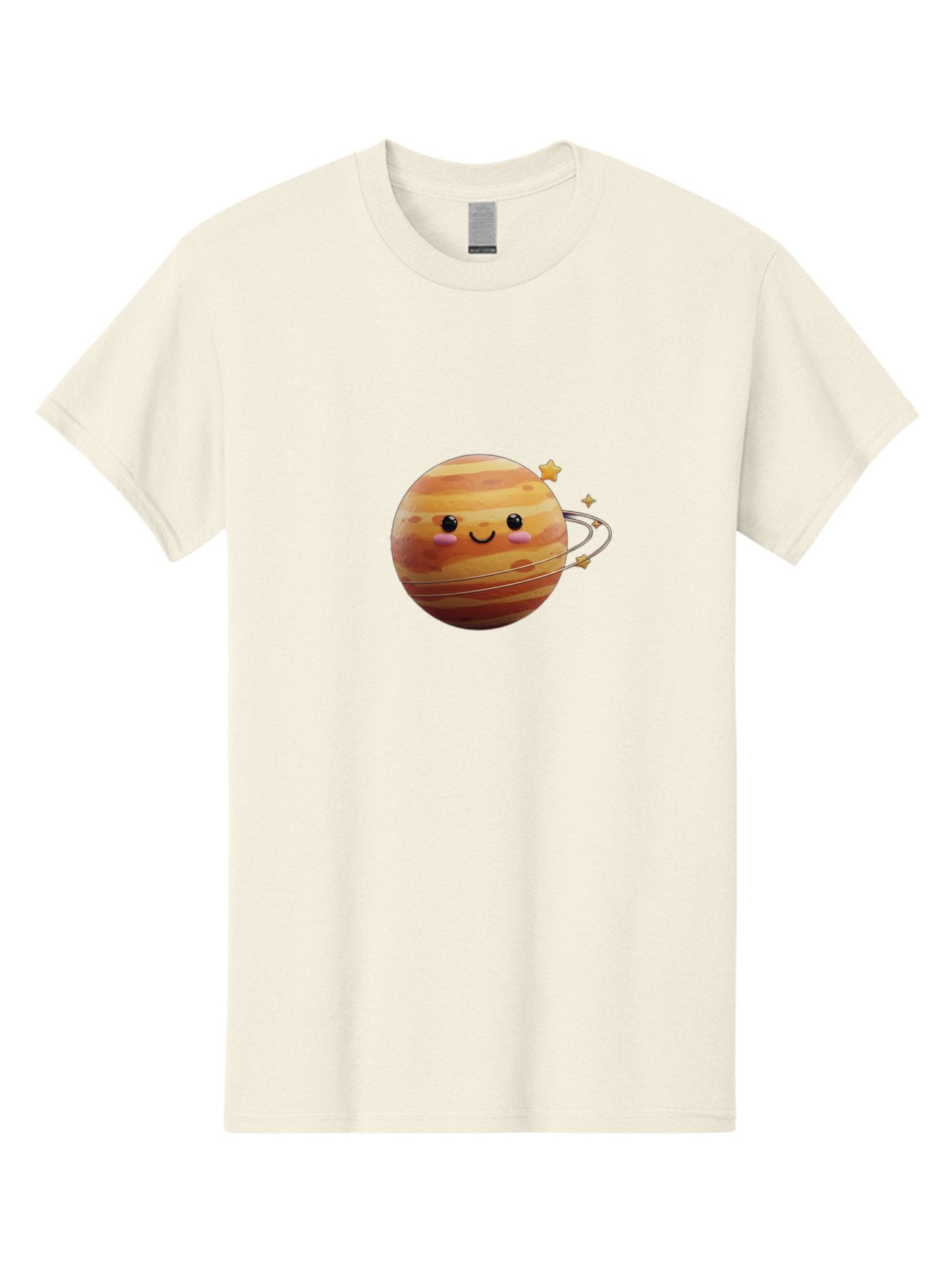 Jupiter-2 Men'S Graphic Tee, 100% Cotton, Comfortable Casual Summer Wear, Machine Washable, Cartoon Jupiter, Smiling Planet, Kawaii Illustration, Adorable Design, Space Theme, Celestial Body, Stars And Rings, Whimsical Art, Fantasy Scene Bad236 9