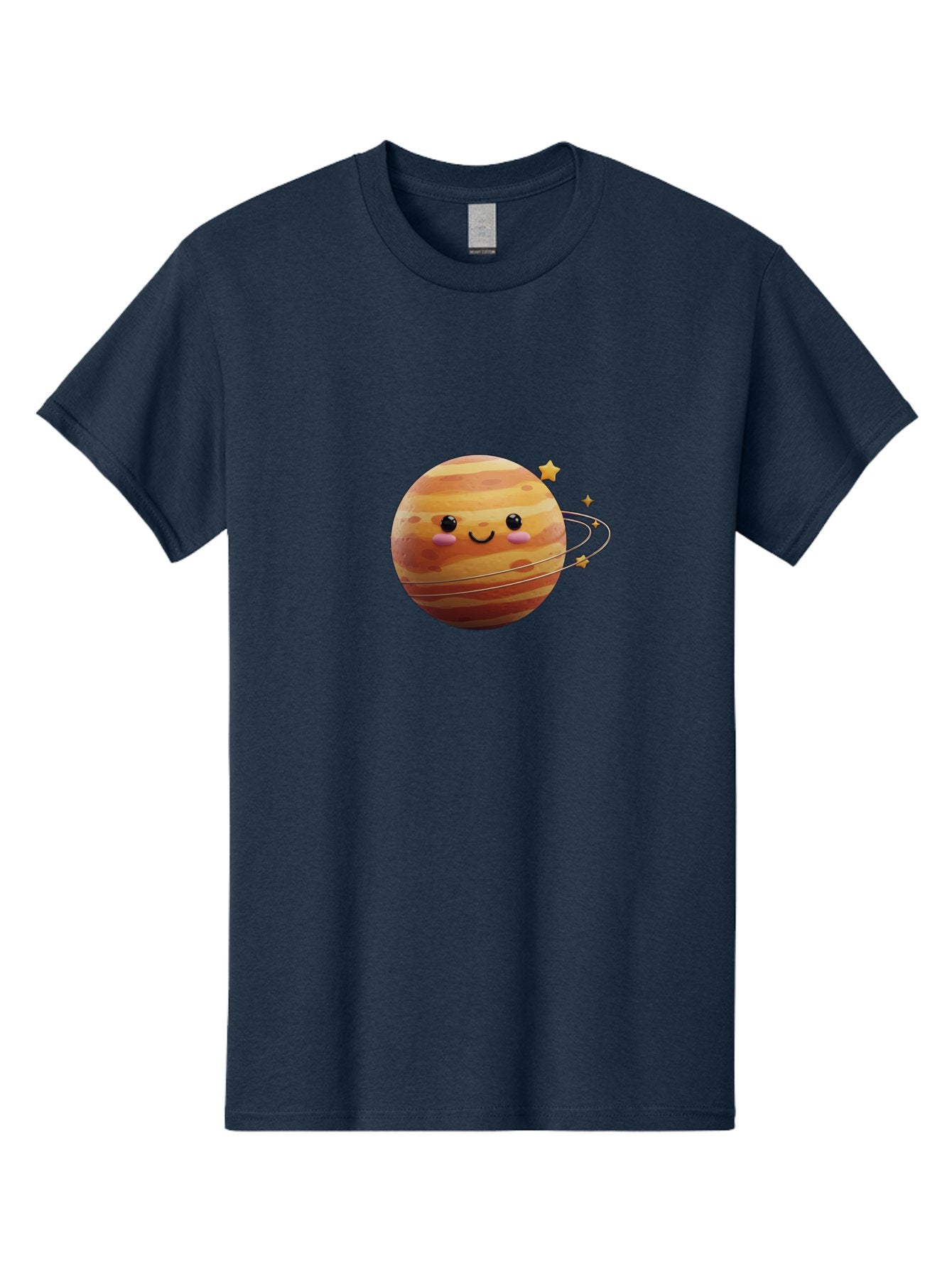 Jupiter-2 Men'S Graphic Tee, 100% Cotton, Comfortable Casual Summer Wear, Machine Washable, Cartoon Jupiter, Smiling Planet, Kawaii Illustration, Adorable Design, Space Theme, Celestial Body, Stars And Rings, Whimsical Art, Fantasy Scene Bad236 8