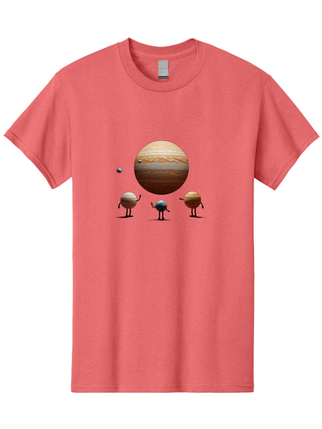 Jupiter-And-Moons Men'S Graphic Tee, 100% Cotton, Comfortable Casual Summer Wear, Machine Washable, Jupiter Planet, Cartoon Moons, Solar System, Astronomy, Space Exploration, Planetary Bodies, Celestial Objects, Orbital Patterns Bad238 7