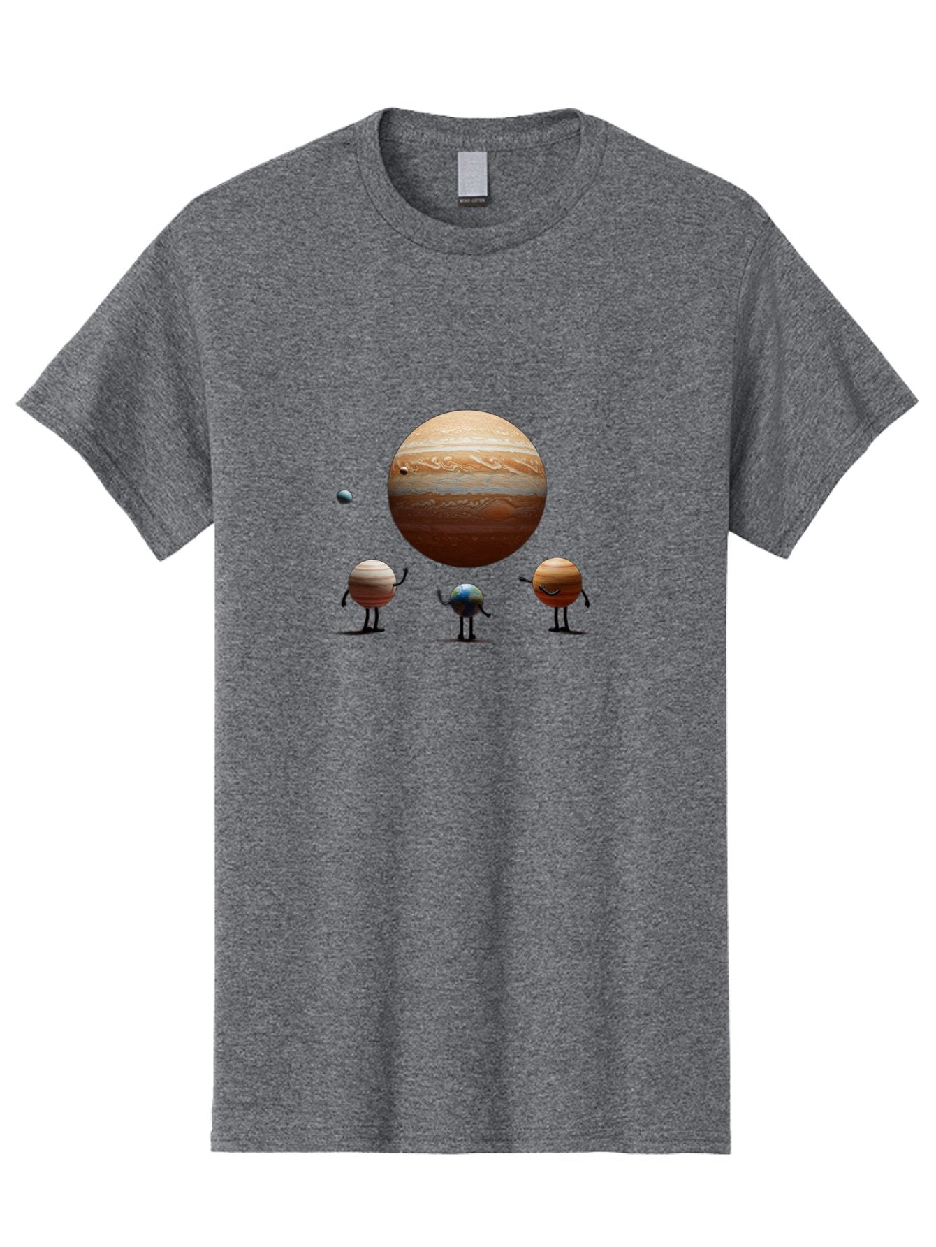 Jupiter-And-Moons Men'S Graphic Tee, 100% Cotton, Comfortable Casual Summer Wear, Machine Washable, Jupiter Planet, Cartoon Moons, Solar System, Astronomy, Space Exploration, Planetary Bodies, Celestial Objects, Orbital Patterns Bad238