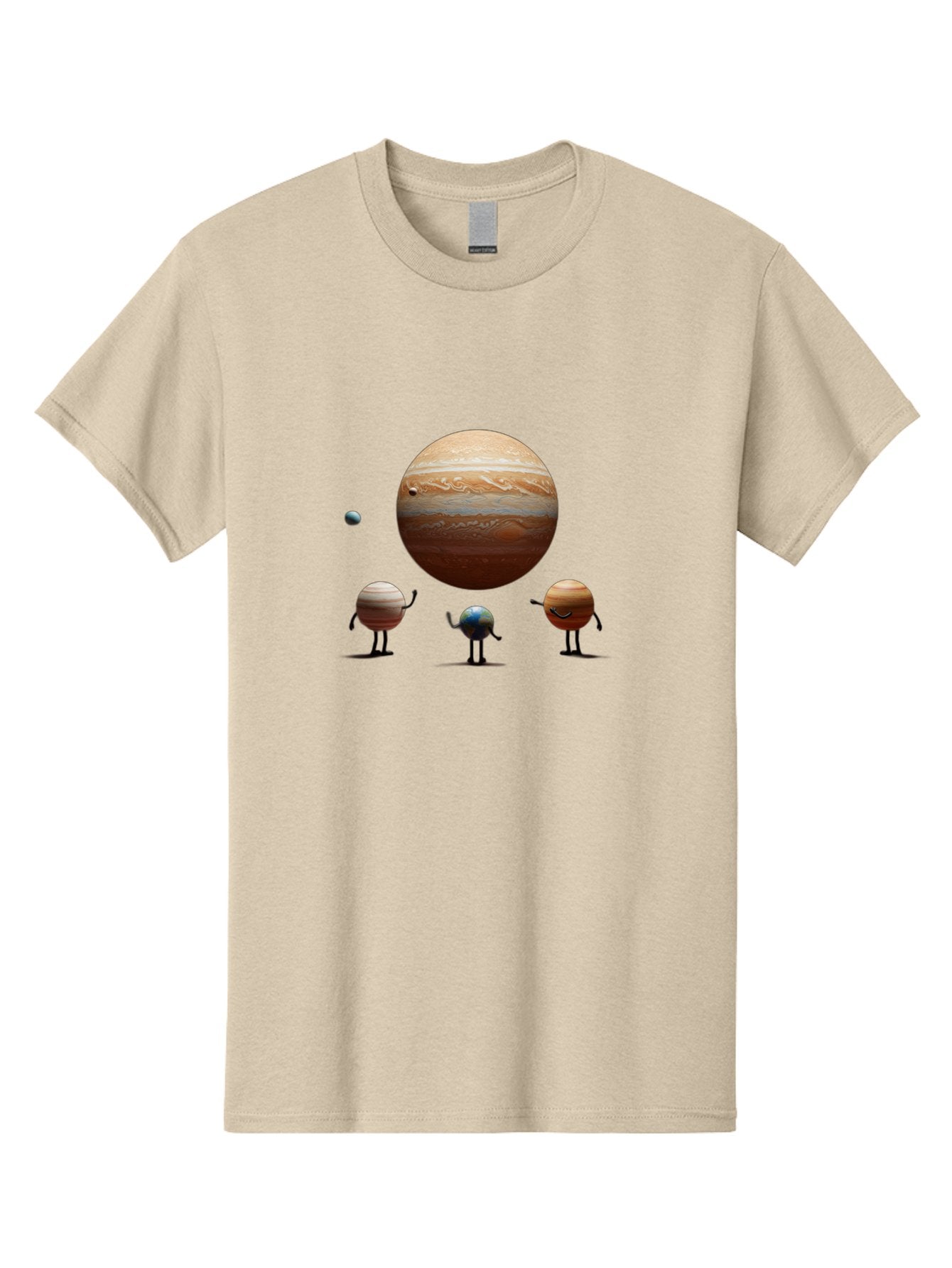 Jupiter-And-Moons Men'S Graphic Tee, 100% Cotton, Comfortable Casual Summer Wear, Machine Washable, Jupiter Planet, Cartoon Moons, Solar System, Astronomy, Space Exploration, Planetary Bodies, Celestial Objects, Orbital Patterns Bad238 8