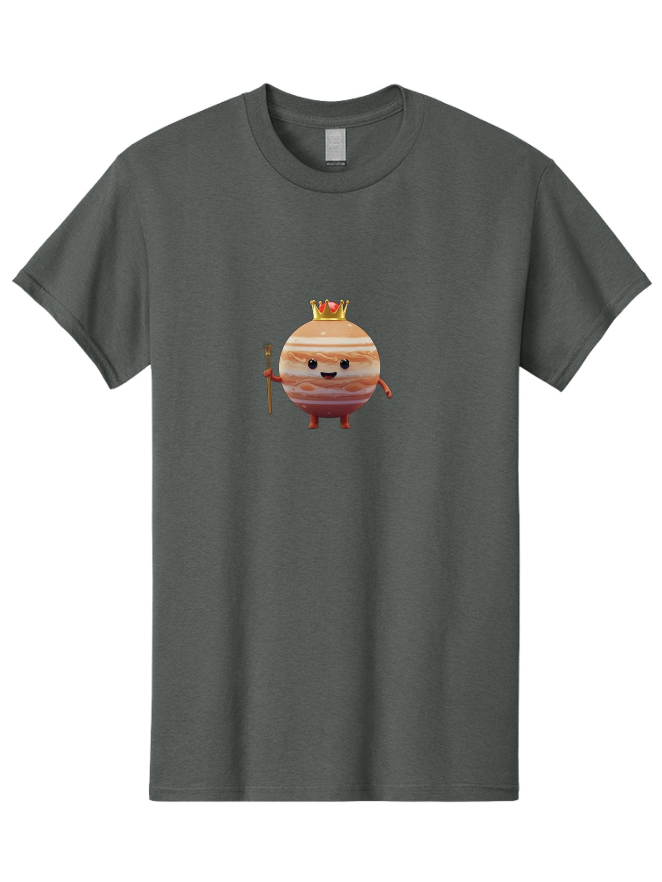 Jupiter-Mascot Men'S Graphic Tee, 100% Cotton, Comfortable Casual Summer Wear, Machine Washable, Cartoon Jupiter Planet, Anthropomorphic Planet, Jupiter Mascot, Cartoon Character, Planetary Illustration, Jupiter With Crown, Bad240 7