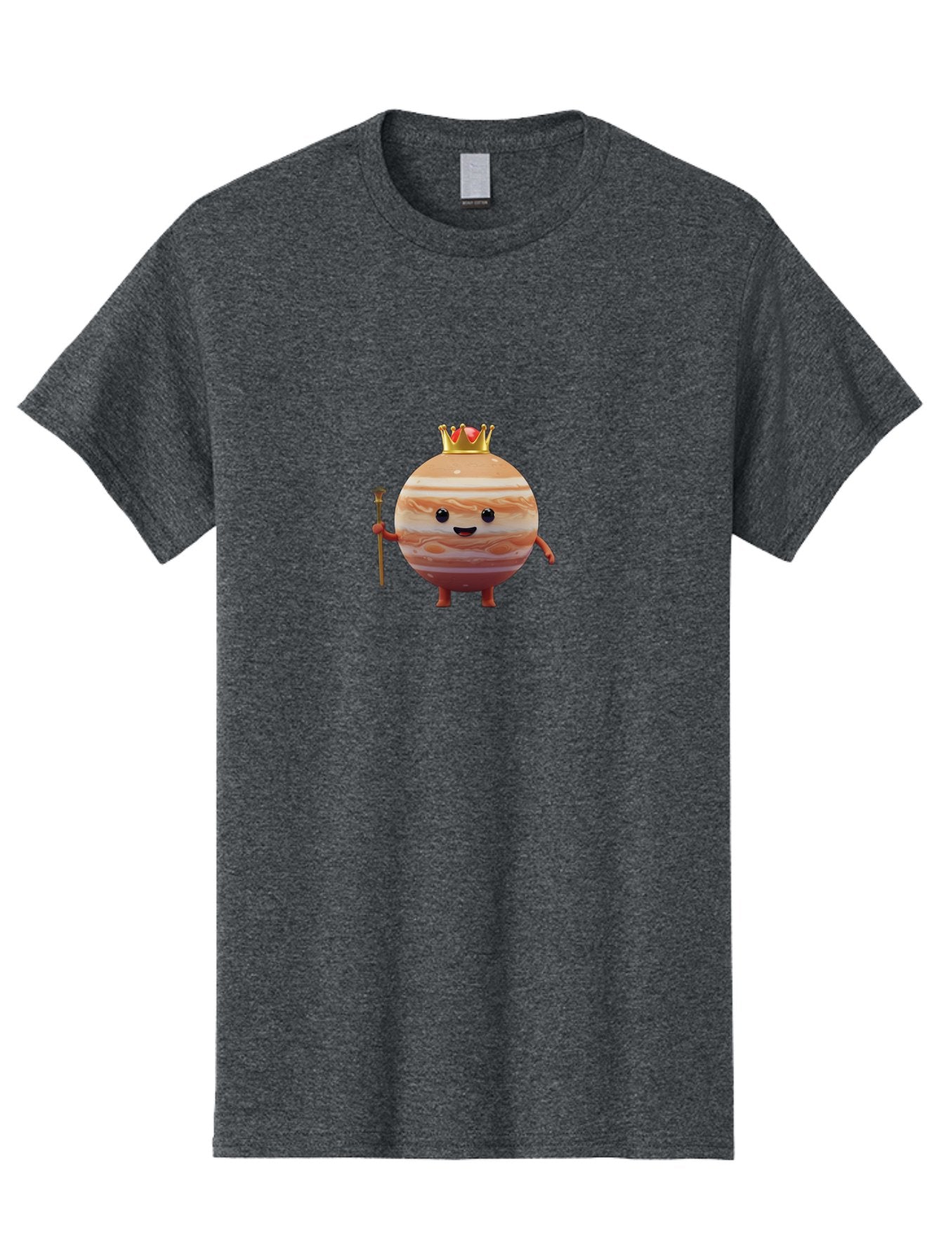 Jupiter-Mascot Men'S Graphic Tee, 100% Cotton, Comfortable Casual Summer Wear, Machine Washable, Cartoon Jupiter Planet, Anthropomorphic Planet, Jupiter Mascot, Cartoon Character, Planetary Illustration, Jupiter With Crown, Bad240 12