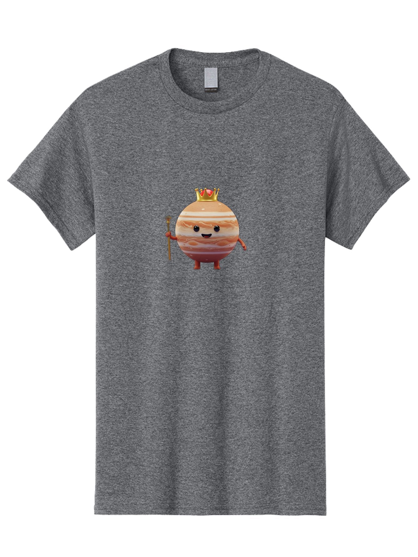 Jupiter-Mascot Men'S Graphic Tee, 100% Cotton, Comfortable Casual Summer Wear, Machine Washable, Cartoon Jupiter Planet, Anthropomorphic Planet, Jupiter Mascot, Cartoon Character, Planetary Illustration, Jupiter With Crown, Bad240 11