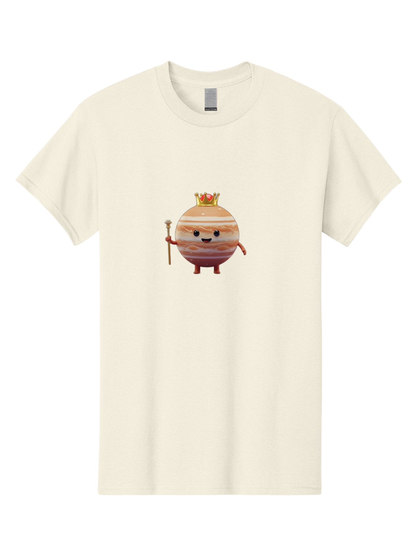 Jupiter-Mascot Men'S Graphic Tee, 100% Cotton, Comfortable Casual Summer Wear, Machine Washable, Cartoon Jupiter Planet, Anthropomorphic Planet, Jupiter Mascot, Cartoon Character, Planetary Illustration, Jupiter With Crown, Bad240 3