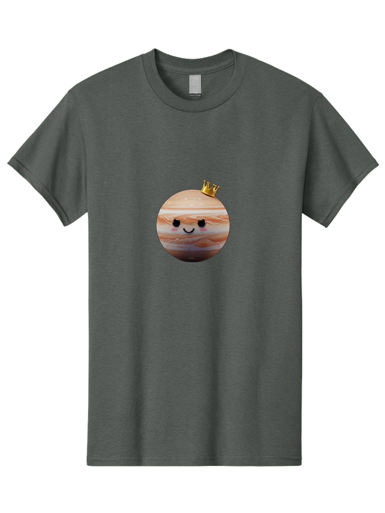 Jupiter Men'S Graphic Tee, 100% Cotton, Comfortable Casual Summer Wear, Machine Washable, Cartoon Jupiter, Smiling Planet, Golden Crown, Kawaii Space, Adorable Astronomy, Funny Illustration, Whimsical Design, Cute Cosmic Bad241 9