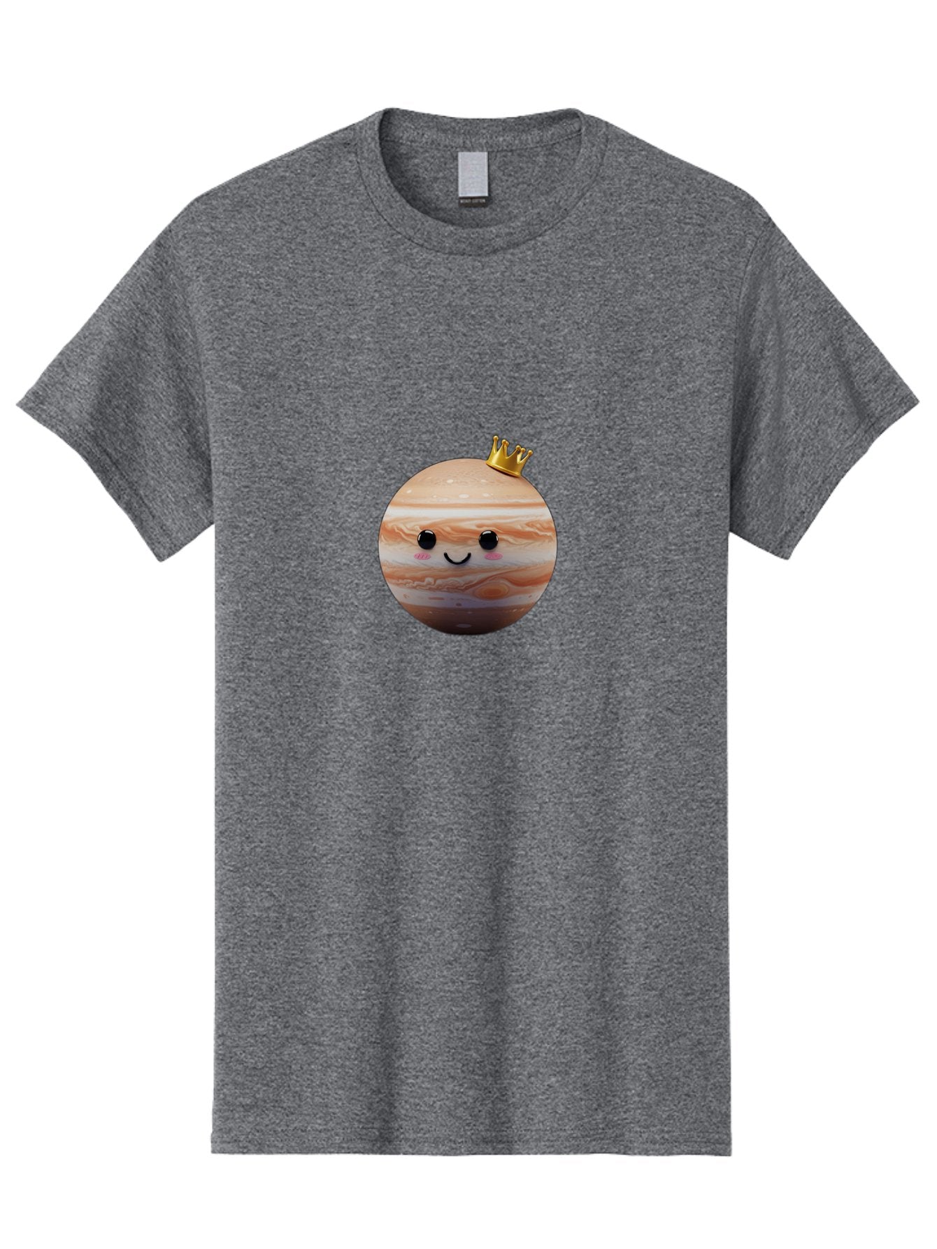 Jupiter Men'S Graphic Tee, 100% Cotton, Comfortable Casual Summer Wear, Machine Washable, Cartoon Jupiter, Smiling Planet, Golden Crown, Kawaii Space, Adorable Astronomy, Funny Illustration, Whimsical Design, Cute Cosmic Bad241 10