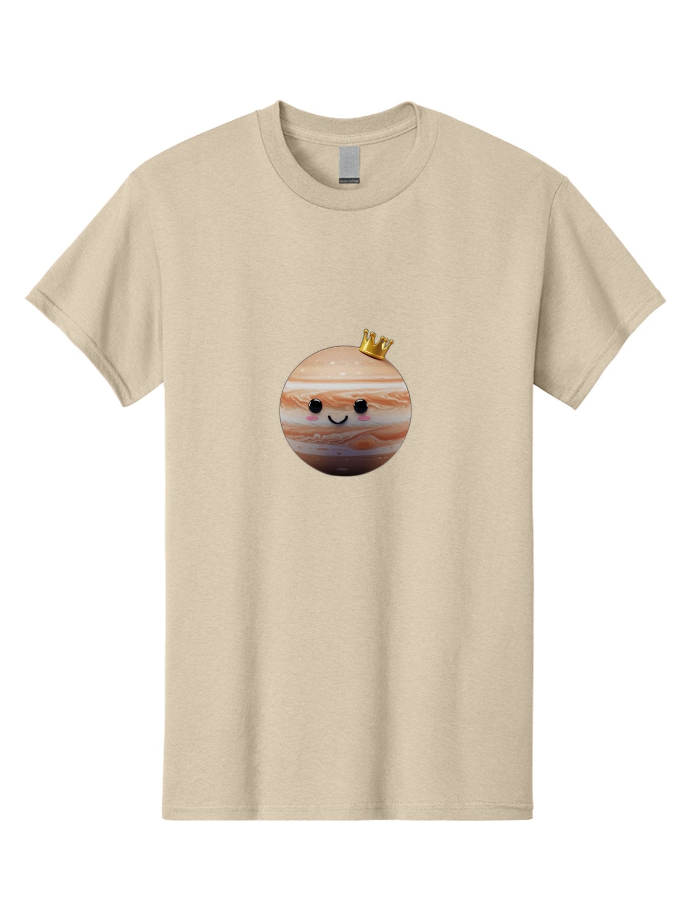 Jupiter Men'S Graphic Tee, 100% Cotton, Comfortable Casual Summer Wear, Machine Washable, Cartoon Jupiter, Smiling Planet, Golden Crown, Kawaii Space, Adorable Astronomy, Funny Illustration, Whimsical Design, Cute Cosmic Bad241 13