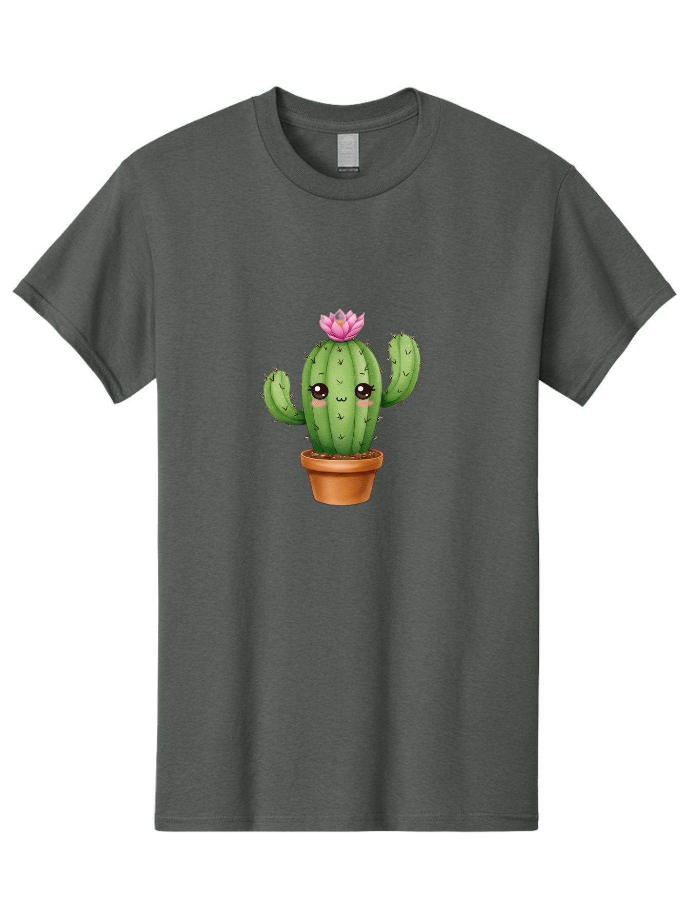Kawaii-Cactus Men'S Graphic Tee, 100% Cotton, Comfortable Casual Summer Wear, Machine Washable, Kawaii Cactus, Potted Cactus, Cute Cartoon Cactus, Pink Flower, Succulent Plant, Floral Decoration, Adorable Character, Cartoon Illustration, Bad244 12