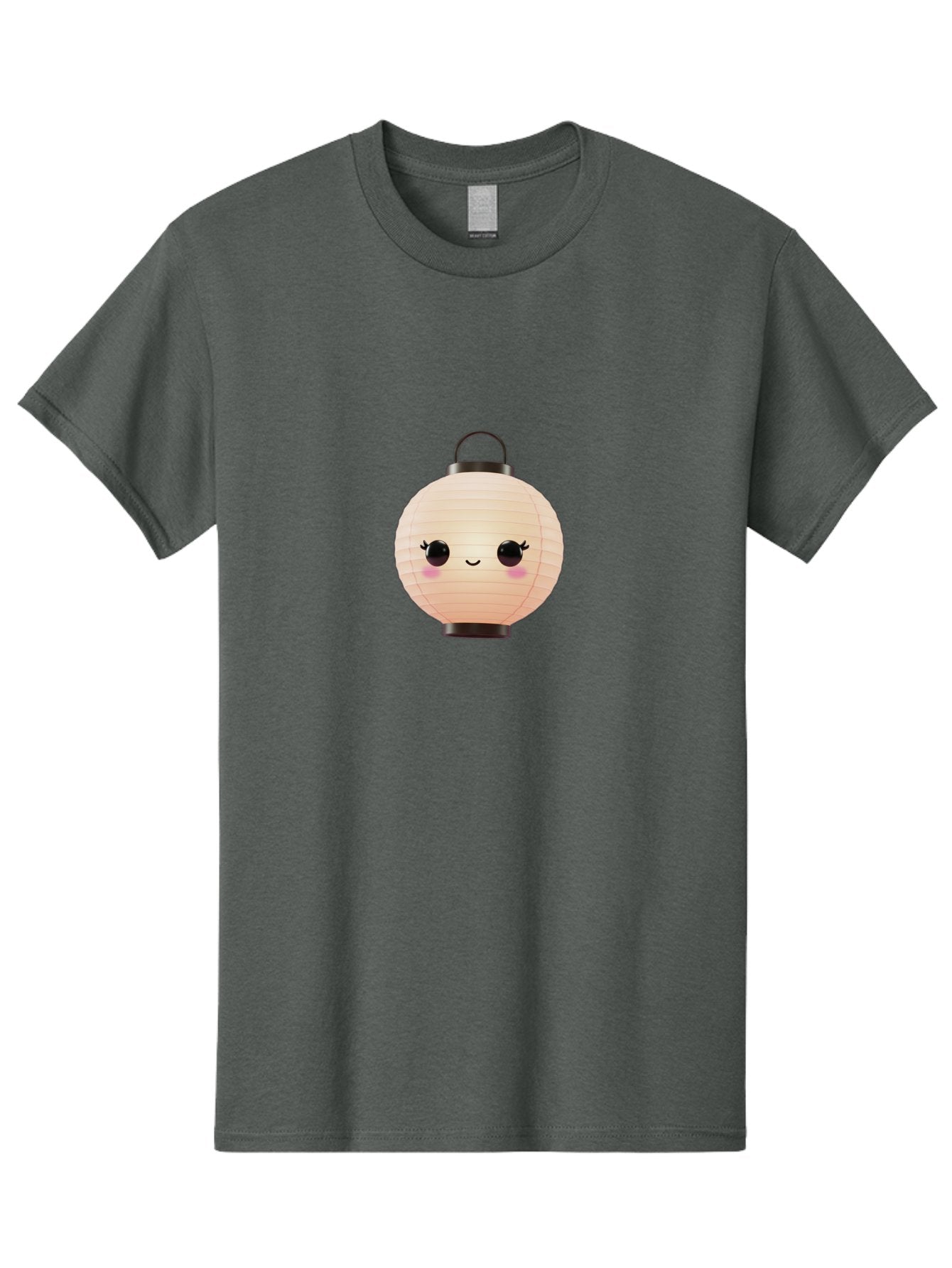 Kawaii-Lantern Men'S Graphic Tee, 100% Cotton, Comfortable Casual Summer Wear, Machine Washable, Japanese Paper Lantern, Cute Kawaii Face, Smiling Lantern, Pink Cheeks, Eyelashes, Cartoon Style, Minimalist Design, Decorative Lantern, Bad247 12