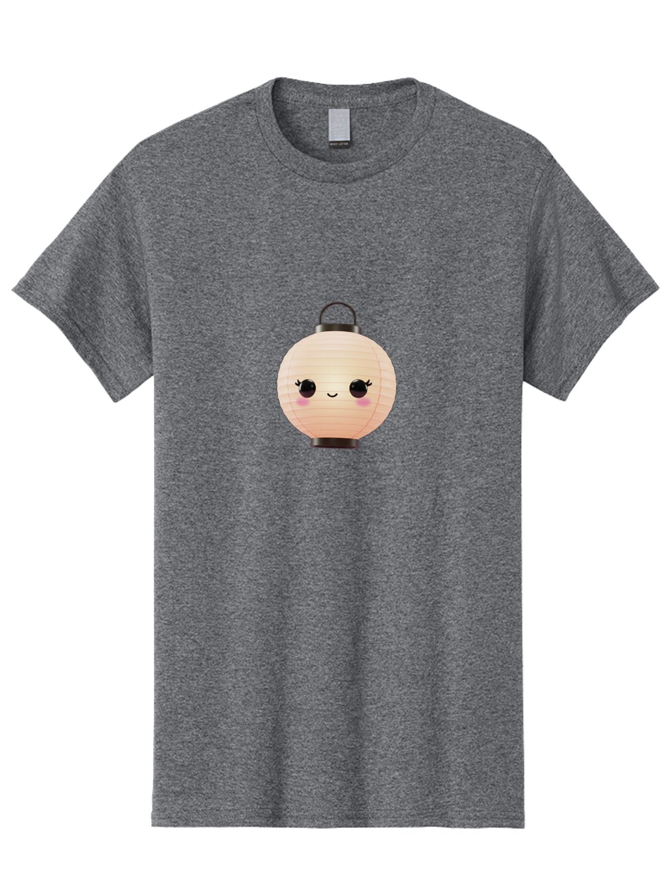 Kawaii-Lantern Men'S Graphic Tee, 100% Cotton, Comfortable Casual Summer Wear, Machine Washable, Japanese Paper Lantern, Cute Kawaii Face, Smiling Lantern, Pink Cheeks, Eyelashes, Cartoon Style, Minimalist Design, Decorative Lantern, Bad247