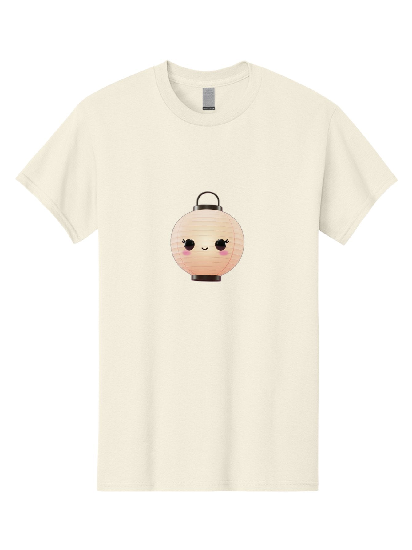 Kawaii-Lantern Men'S Graphic Tee, 100% Cotton, Comfortable Casual Summer Wear, Machine Washable, Japanese Paper Lantern, Cute Kawaii Face, Smiling Lantern, Pink Cheeks, Eyelashes, Cartoon Style, Minimalist Design, Decorative Lantern, Bad247 8