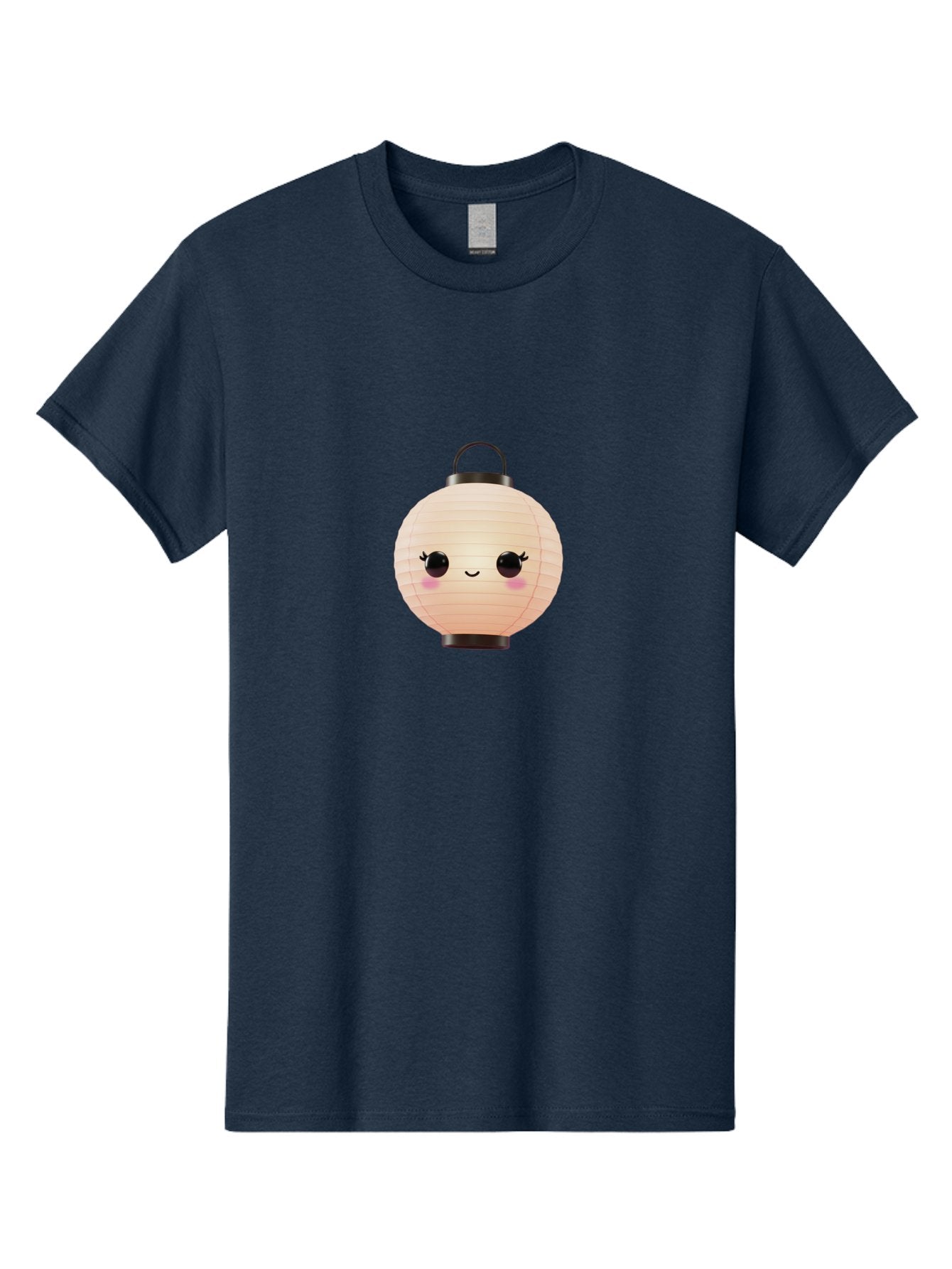 Kawaii-Lantern Men'S Graphic Tee, 100% Cotton, Comfortable Casual Summer Wear, Machine Washable, Japanese Paper Lantern, Cute Kawaii Face, Smiling Lantern, Pink Cheeks, Eyelashes, Cartoon Style, Minimalist Design, Decorative Lantern, Bad247 15