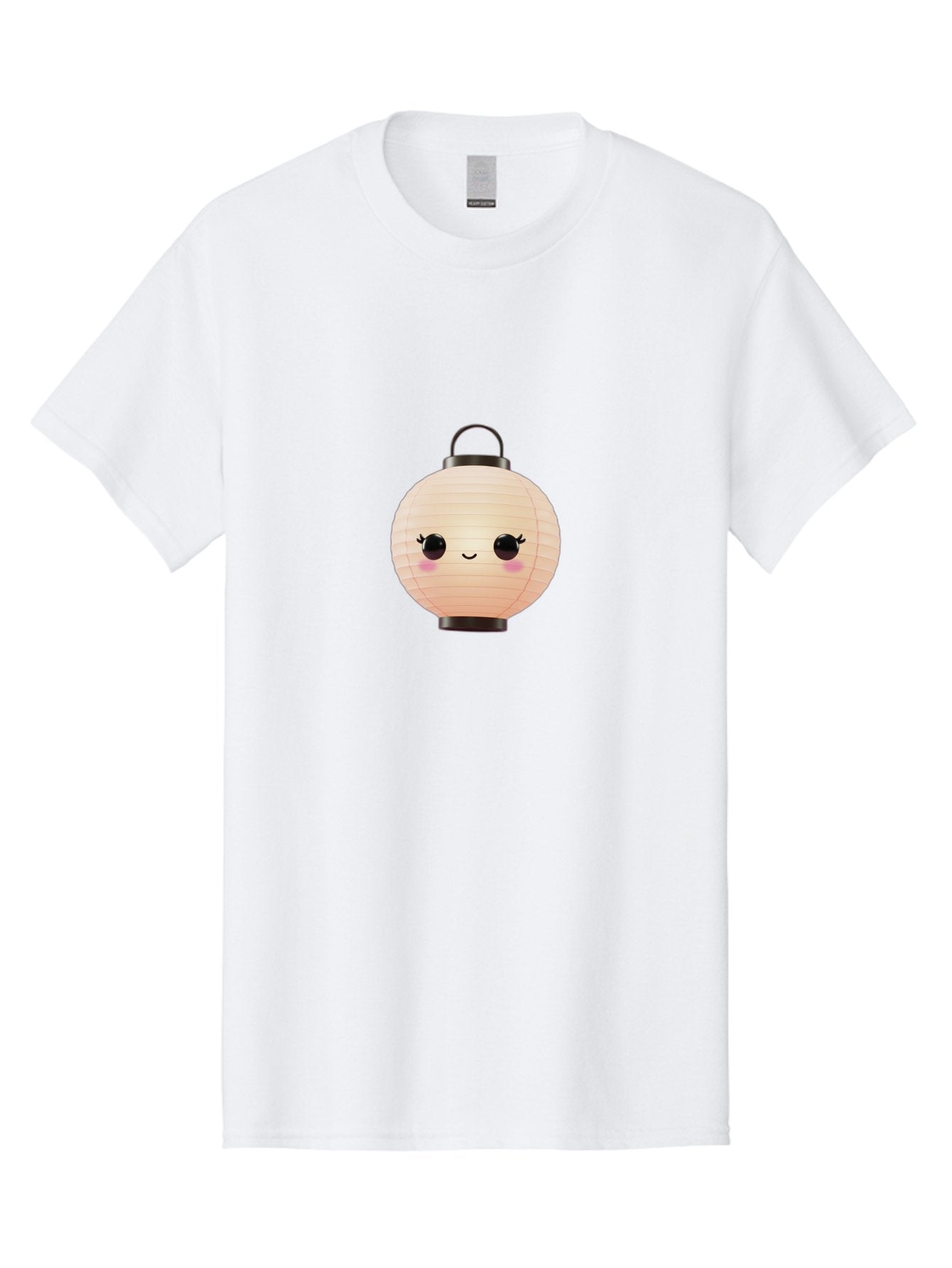 Kawaii-Lantern Men'S Graphic Tee, 100% Cotton, Comfortable Casual Summer Wear, Machine Washable, Japanese Paper Lantern, Cute Kawaii Face, Smiling Lantern, Pink Cheeks, Eyelashes, Cartoon Style, Minimalist Design, Decorative Lantern, Bad247 7