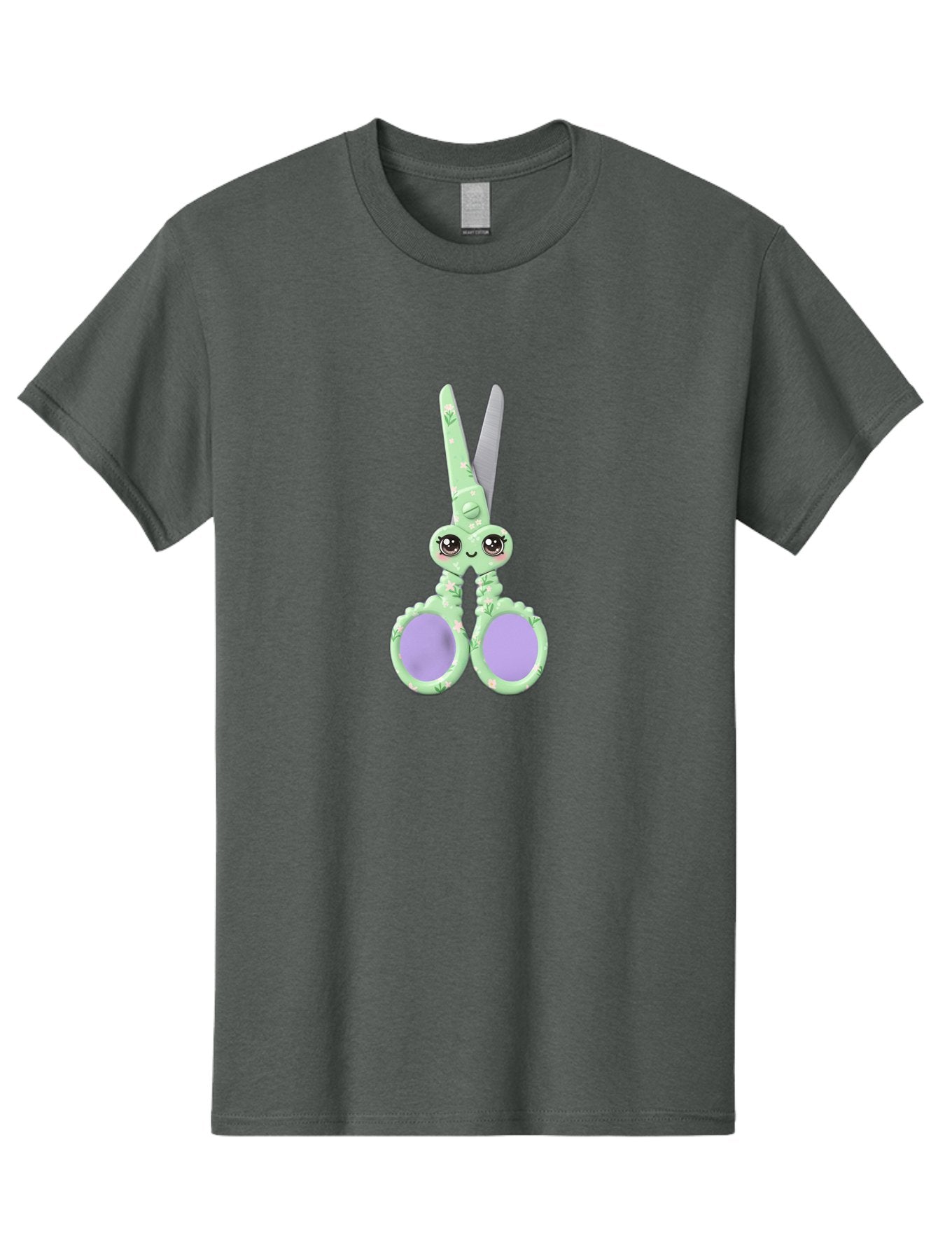 Kawaii-Scissors Men'S Graphic Tee, 100% Cotton, Comfortable Casual Summer Wear, Machine Washable, Cute Octopus Scissors, Novelty Office Supplies, Fun Stationery, Desk Accessories, Quirky Gift Ideas, Kawaii Office Decor, Scissors With A Face Bad248 7