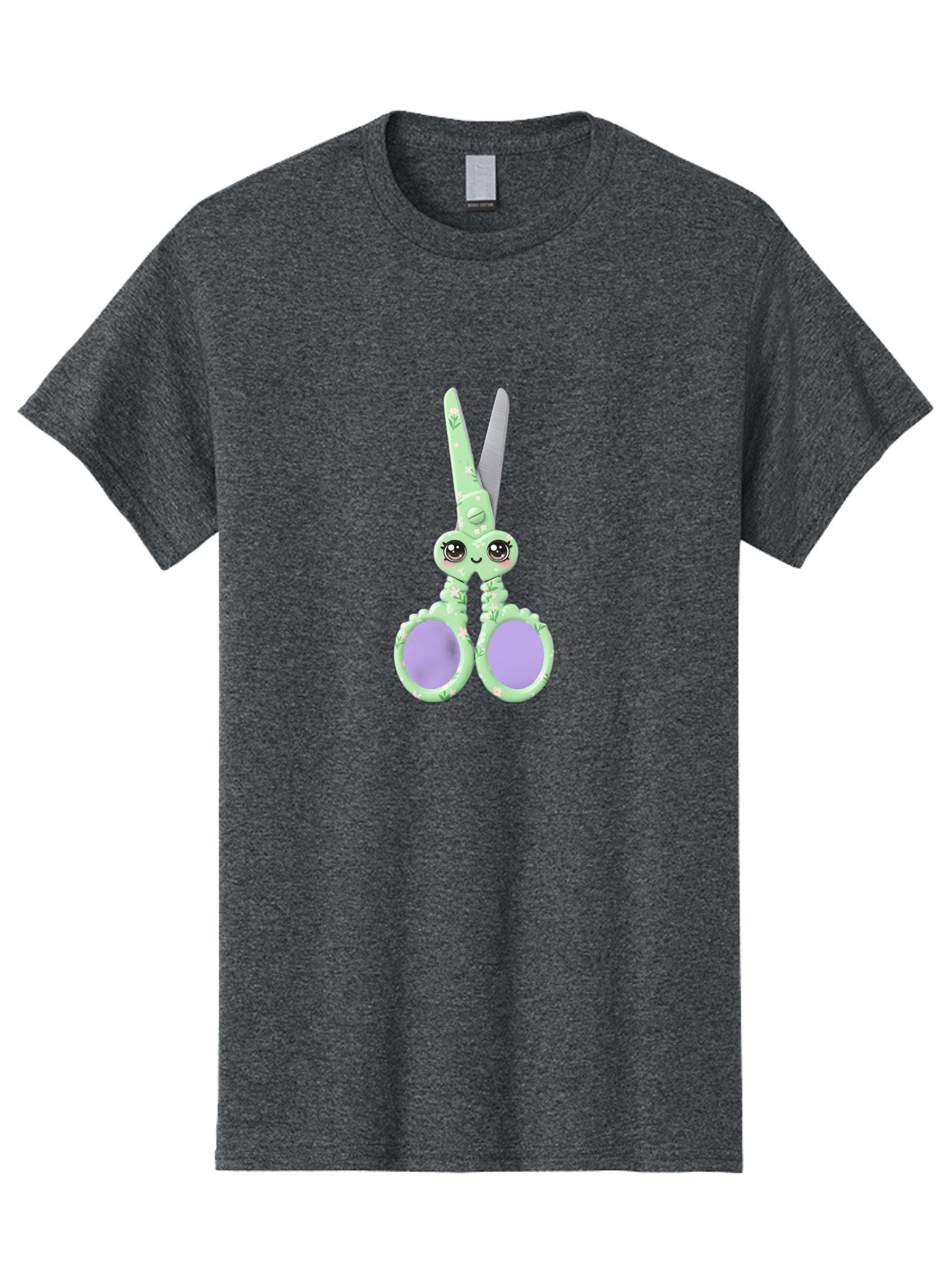 Kawaii-Scissors Men'S Graphic Tee, 100% Cotton, Comfortable Casual Summer Wear, Machine Washable, Cute Octopus Scissors, Novelty Office Supplies, Fun Stationery, Desk Accessories, Quirky Gift Ideas, Kawaii Office Decor, Scissors With A Face Bad248 6