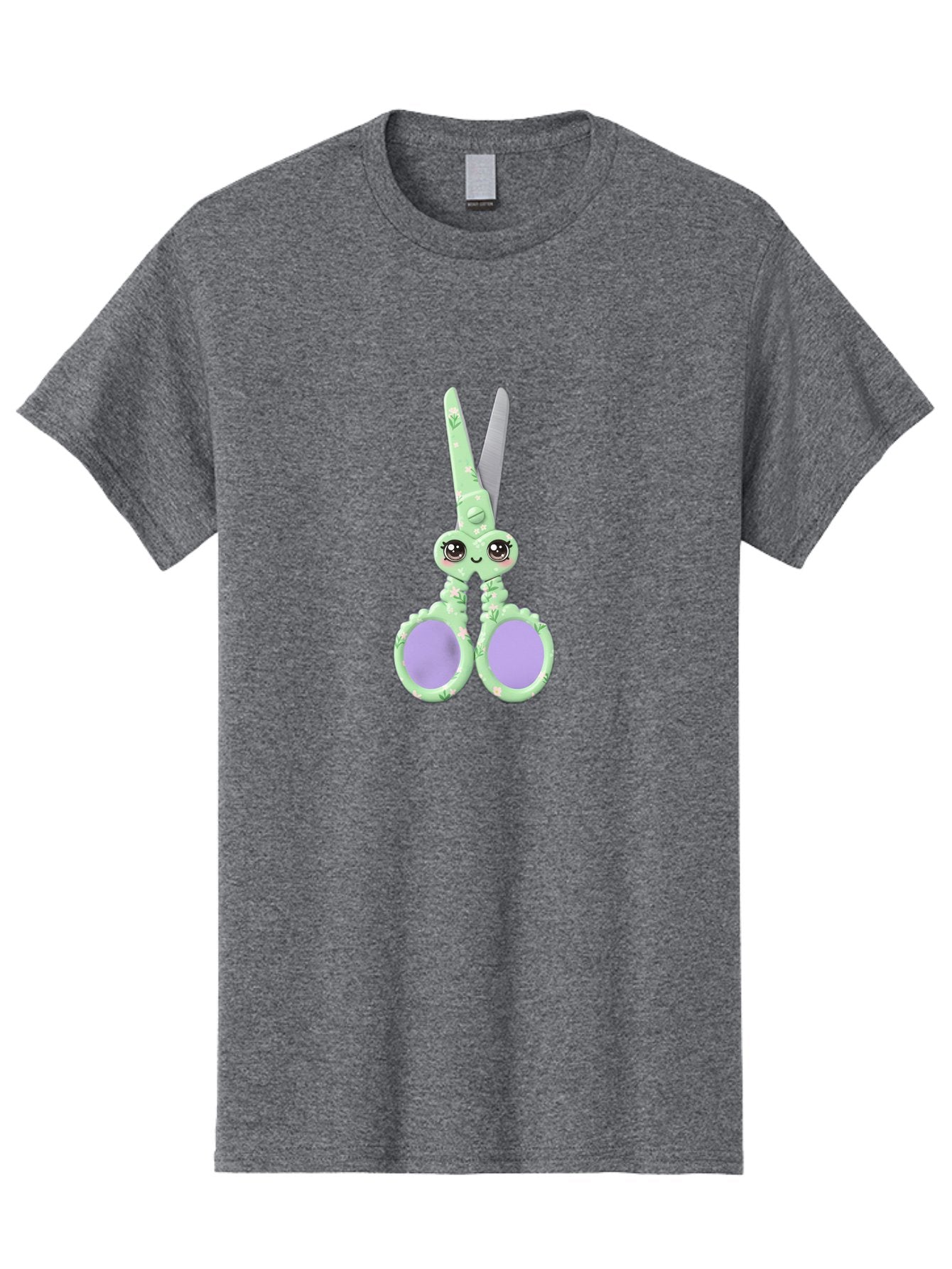 Kawaii-Scissors Men'S Graphic Tee, 100% Cotton, Comfortable Casual Summer Wear, Machine Washable, Cute Octopus Scissors, Novelty Office Supplies, Fun Stationery, Desk Accessories, Quirky Gift Ideas, Kawaii Office Decor, Scissors With A Face Bad248 12