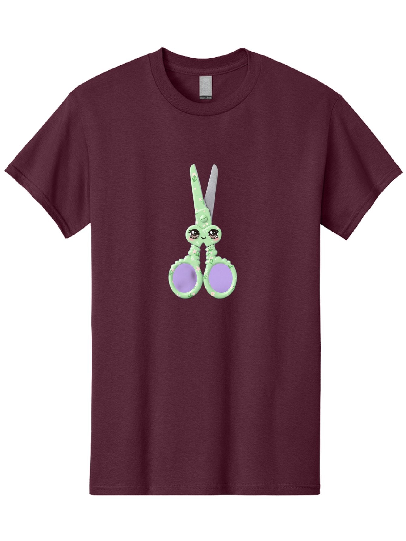 Kawaii-Scissors Men'S Graphic Tee, 100% Cotton, Comfortable Casual Summer Wear, Machine Washable, Cute Octopus Scissors, Novelty Office Supplies, Fun Stationery, Desk Accessories, Quirky Gift Ideas, Kawaii Office Decor, Scissors With A Face Bad248
