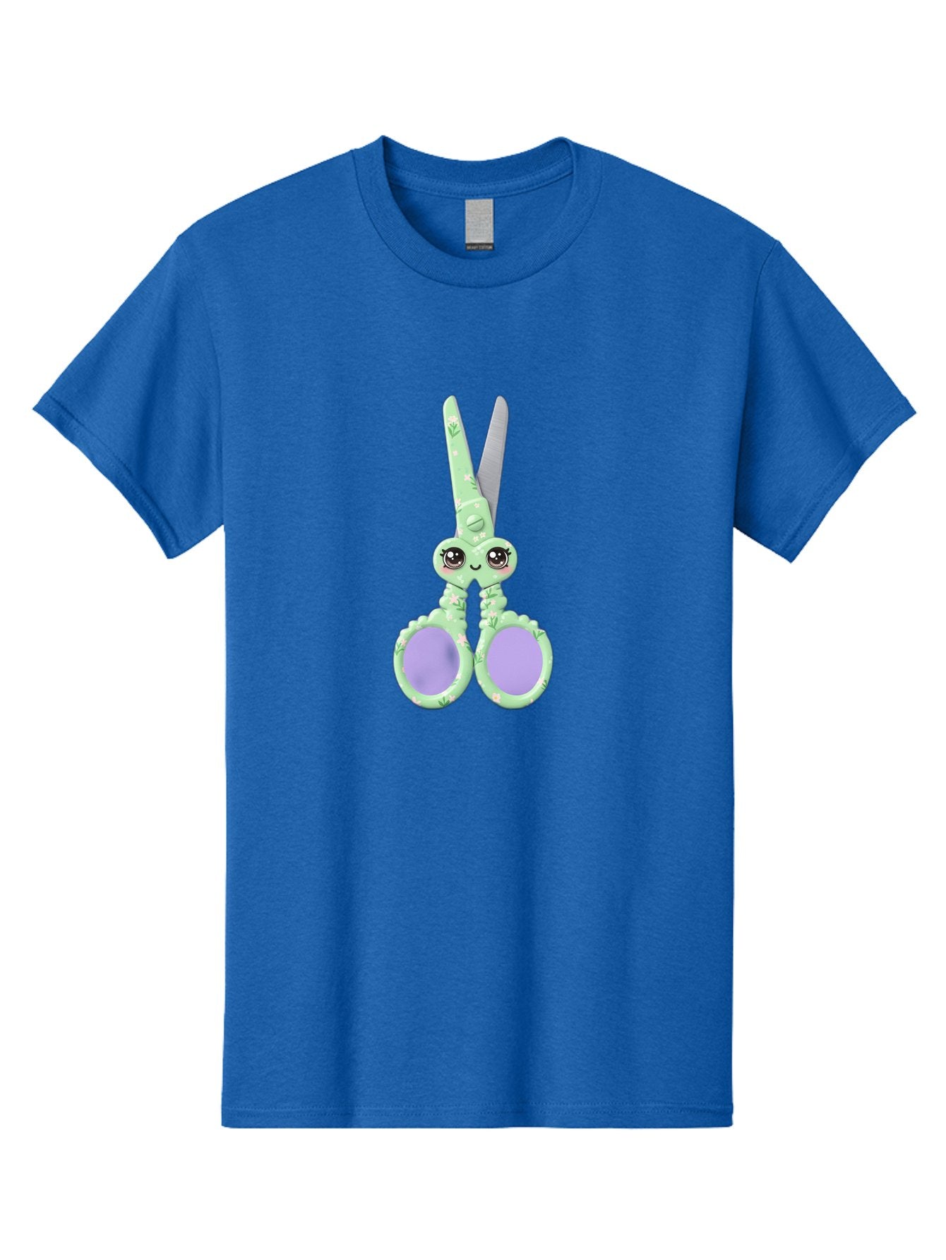 Kawaii-Scissors Men'S Graphic Tee, 100% Cotton, Comfortable Casual Summer Wear, Machine Washable, Cute Octopus Scissors, Novelty Office Supplies, Fun Stationery, Desk Accessories, Quirky Gift Ideas, Kawaii Office Decor, Scissors With A Face Bad248 5
