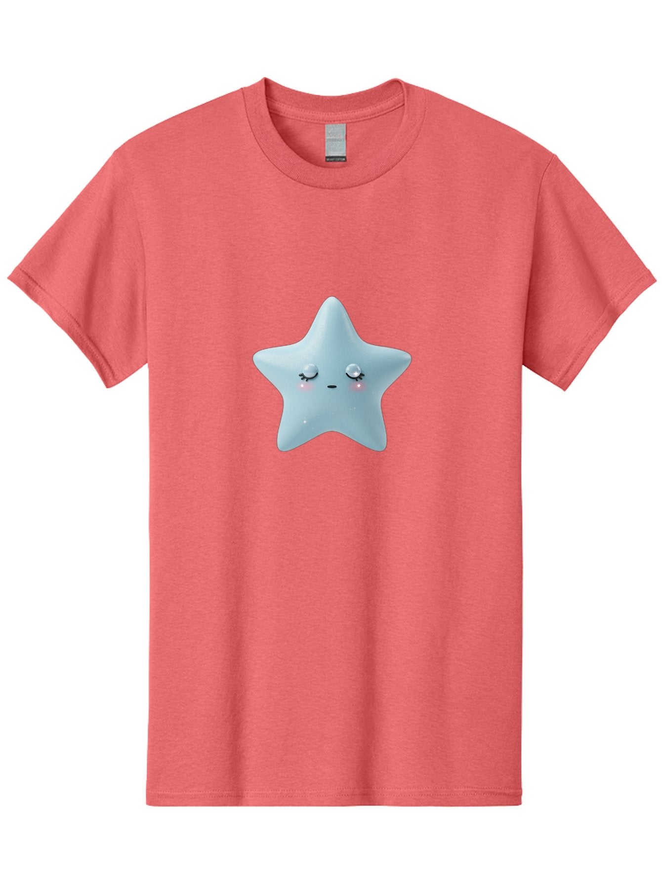 Kawaii-Star-1 Men'S Graphic Tee, 100% Cotton, Comfortable Casual Summer Wear, Machine Washable, Cute Star Character, Cartoon Star, Kawaii Star, White Star, Smiling Face, Rosy Cheeks, Adorable Illustration, Dreamy Expression, Whimsical Design Bad249 13