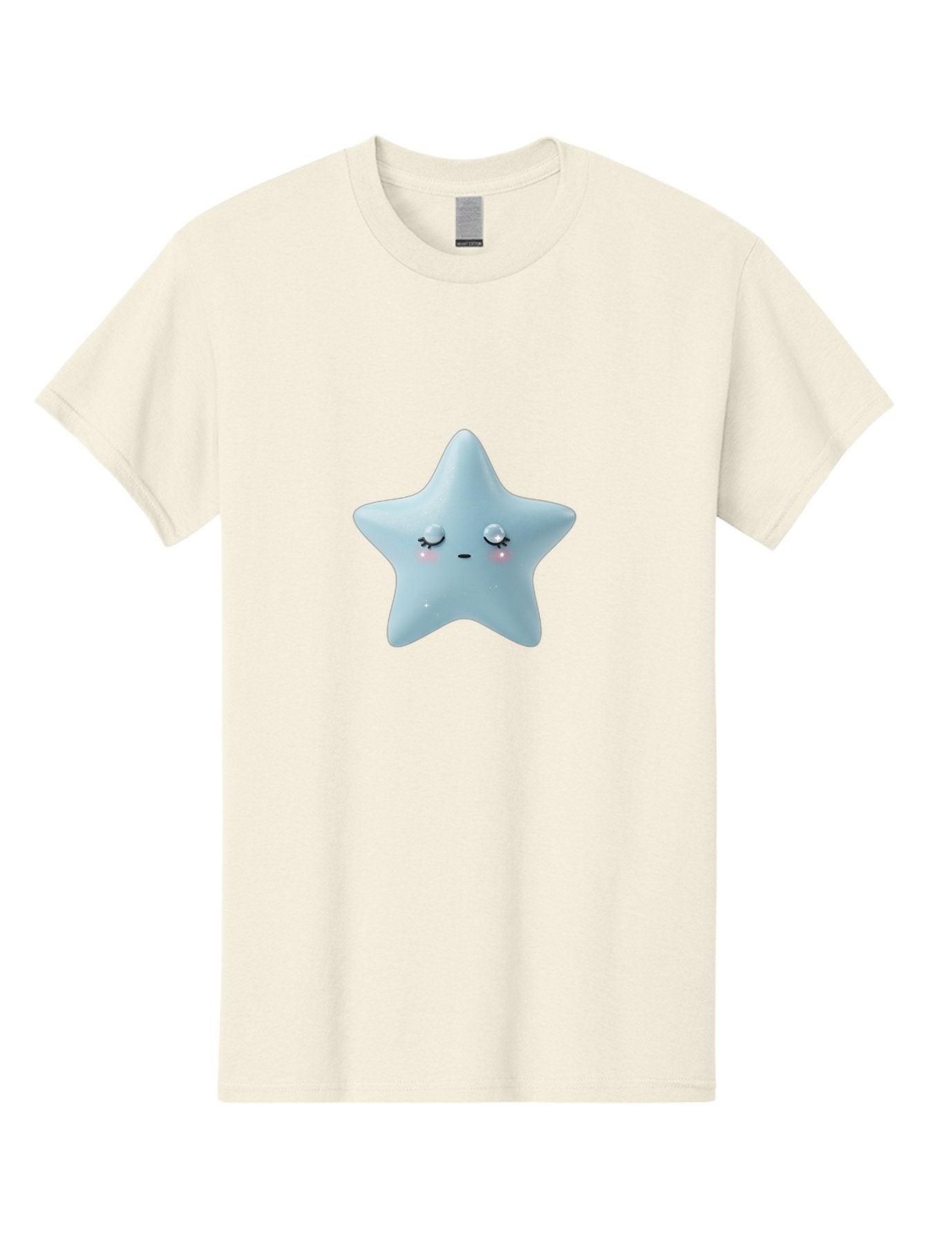 Kawaii-Star-1 Men'S Graphic Tee, 100% Cotton, Comfortable Casual Summer Wear, Machine Washable, Cute Star Character, Cartoon Star, Kawaii Star, White Star, Smiling Face, Rosy Cheeks, Adorable Illustration, Dreamy Expression, Whimsical Design Bad249 15