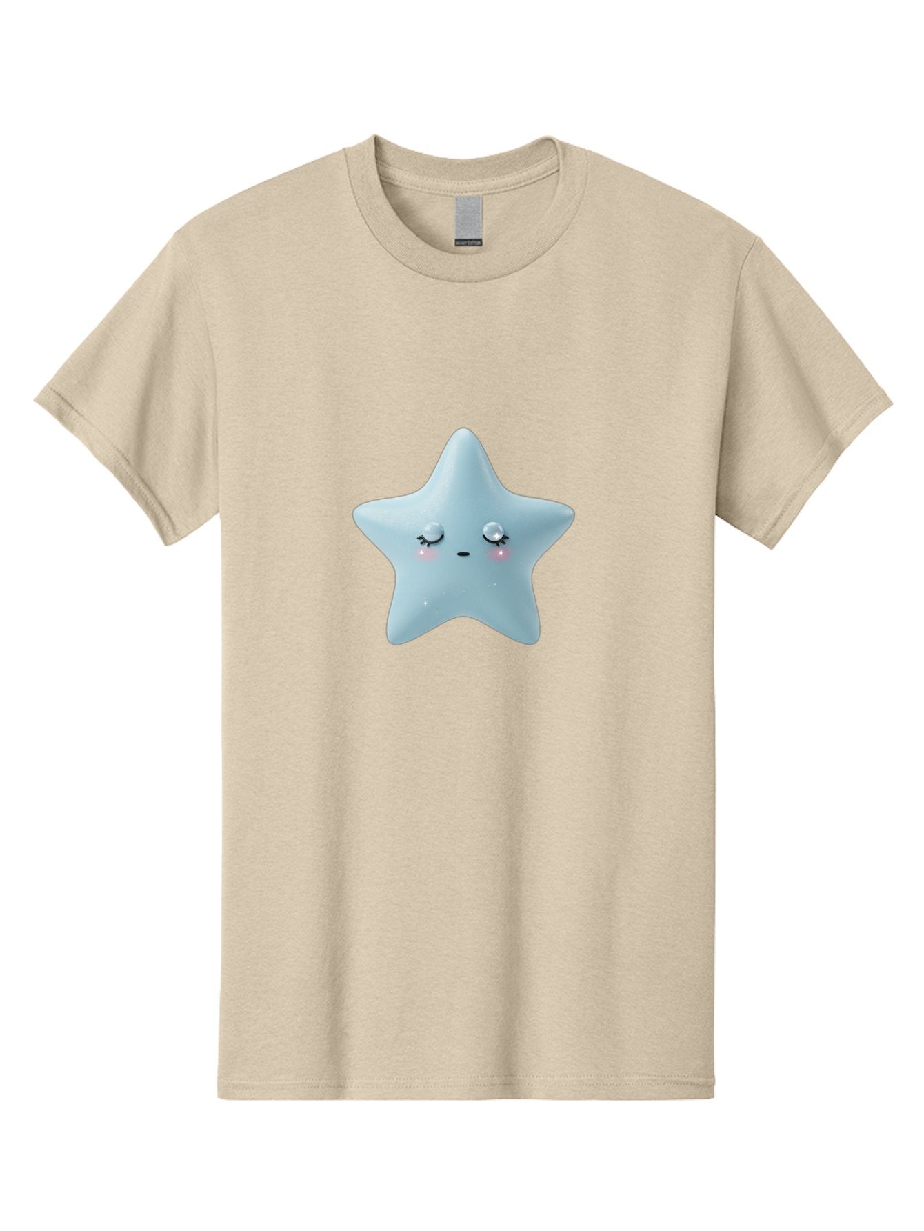 Kawaii-Star-1 Men'S Graphic Tee, 100% Cotton, Comfortable Casual Summer Wear, Machine Washable, Cute Star Character, Cartoon Star, Kawaii Star, White Star, Smiling Face, Rosy Cheeks, Adorable Illustration, Dreamy Expression, Whimsical Design Bad249 3