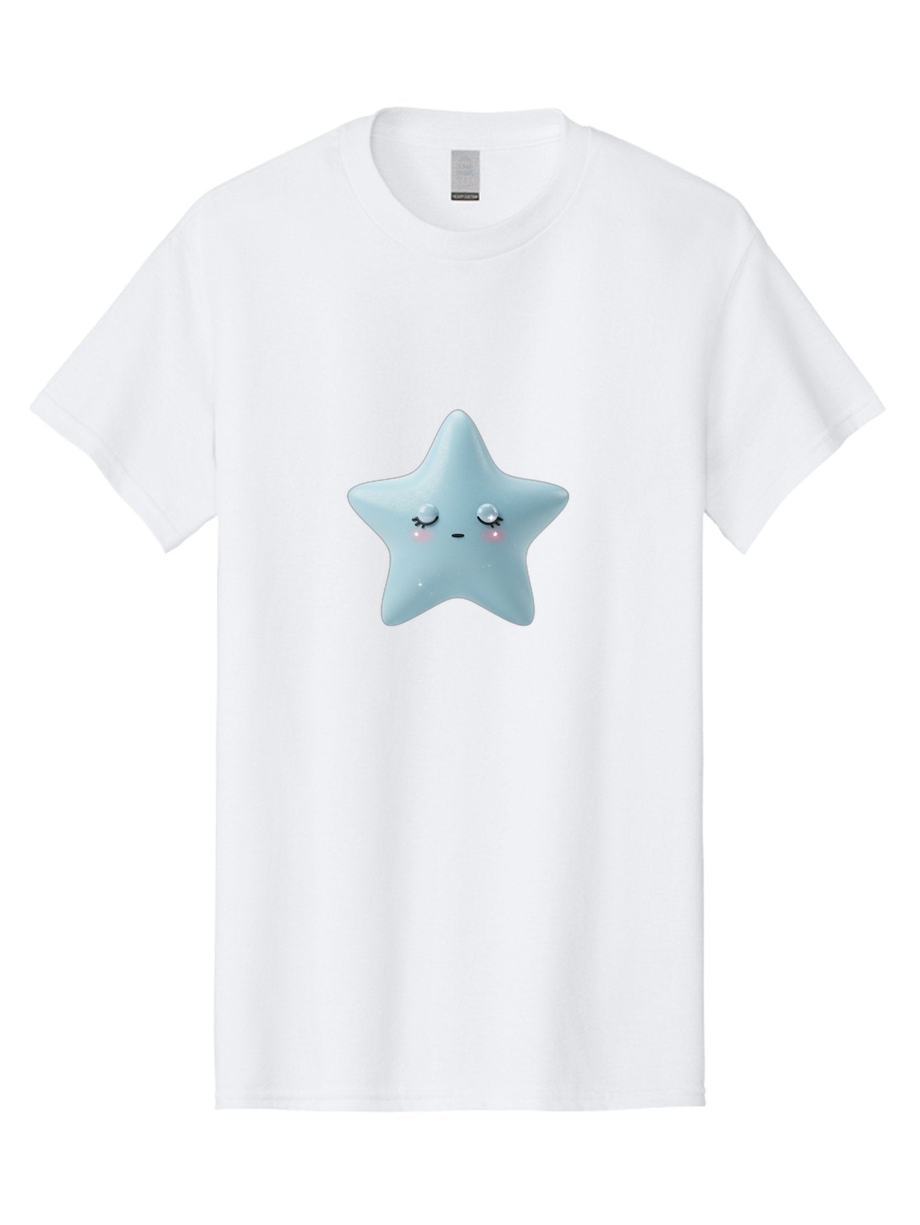 Kawaii-Star-1 Men'S Graphic Tee, 100% Cotton, Comfortable Casual Summer Wear, Machine Washable, Cute Star Character, Cartoon Star, Kawaii Star, White Star, Smiling Face, Rosy Cheeks, Adorable Illustration, Dreamy Expression, Whimsical Design Bad249 8