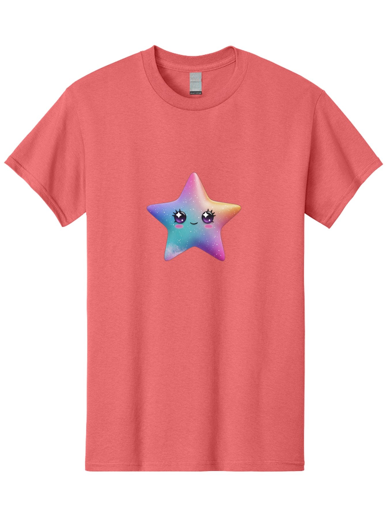 Kawaii-Star Men'S Graphic Tee, 100% Cotton, Comfortable Casual Summer Wear, Machine Washable, Cute Star, Cartoon Character, Pastel Colors, Sparkles And Shine, Positive Vibes, Magical Expression, Feminine Charm, Whimsical Design, Magical, Bad250 14